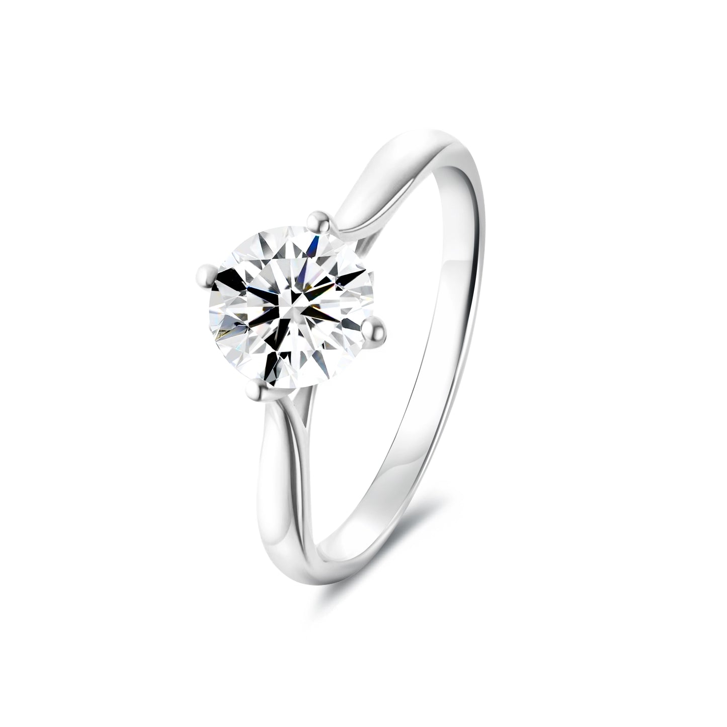 1.03ct Round Lab-Grown Diamond Ring in Platinum – VS1, G Color, Ideal Cut Size 6