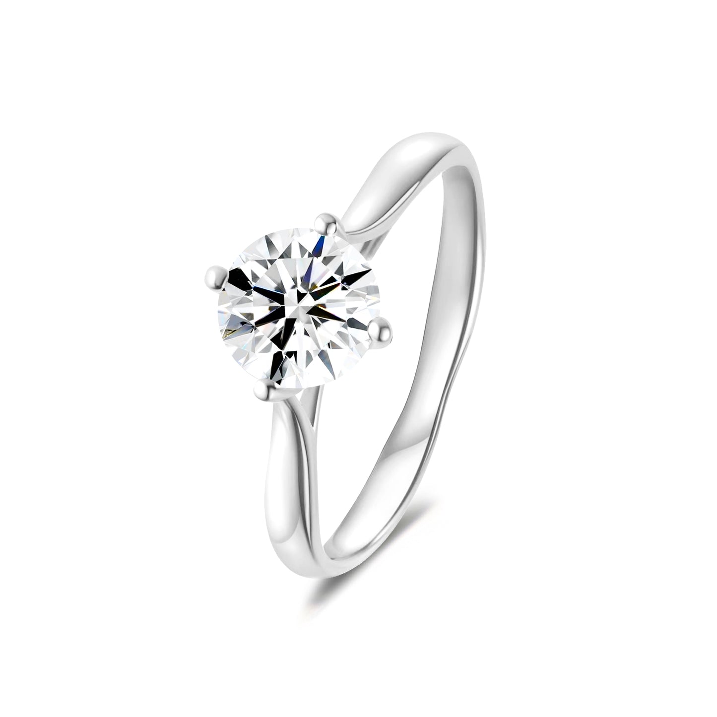 1.03ct Round Lab-Grown Diamond Ring in 14K White Gold – VVS1, G Color, Ideal Cut Size 5