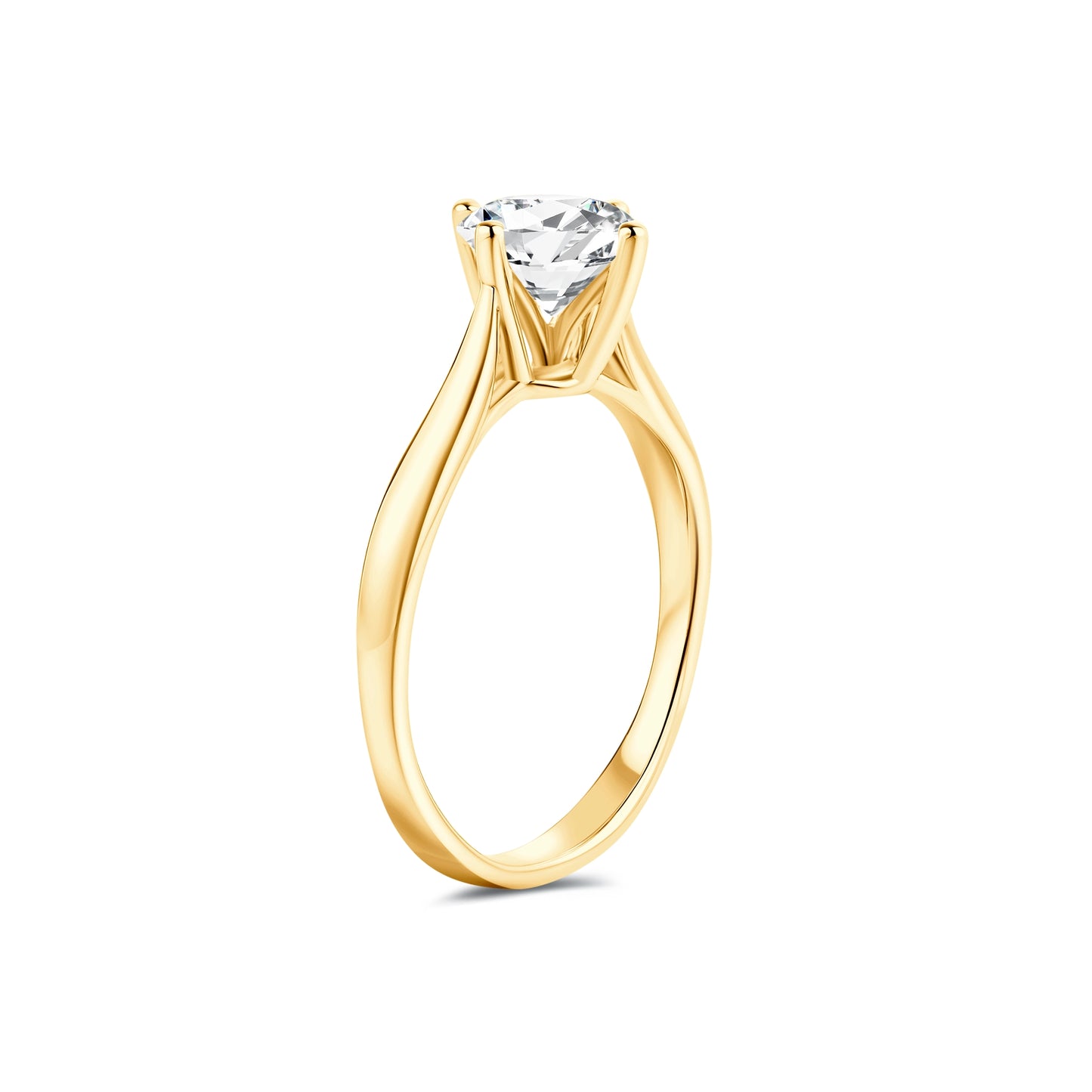 1.00ct Round Lab-Grown Diamond Ring in 14K Yellow Gold – VVS2, D Color, Ideal Cut Size 7