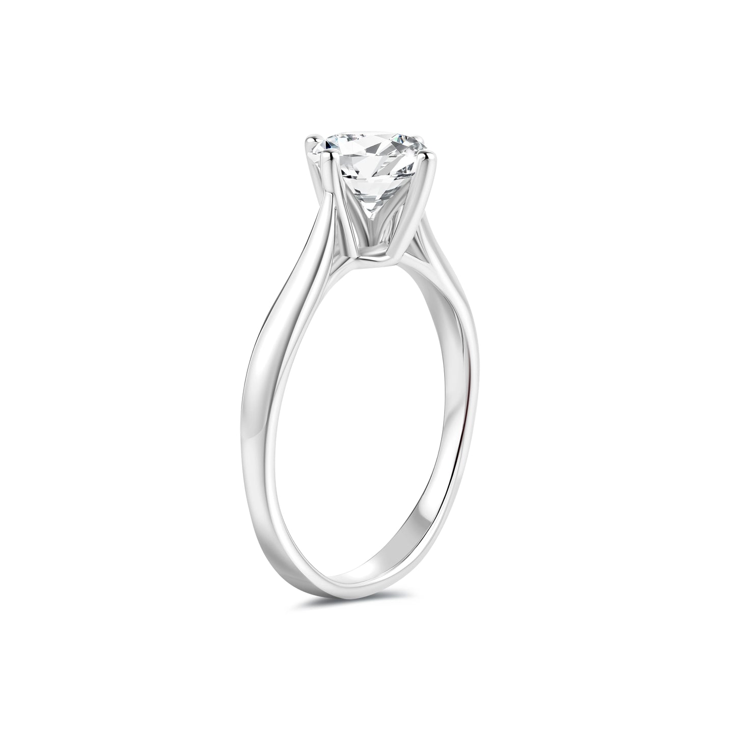 1.03ct Round Lab-Grown Diamond Ring in 14K White Gold – VVS1, G Color, Ideal Cut Size 5