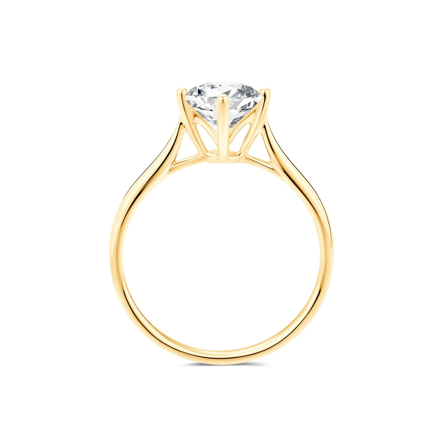1.00ct Round Lab-Grown Diamond Ring in 14K Yellow Gold – VVS2, D Color, Ideal Cut Size 7