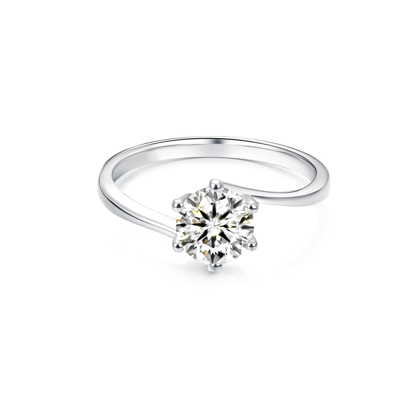 Solitaire Round Lab Diamond Ring in Platinum 6 Prong - Neoshine