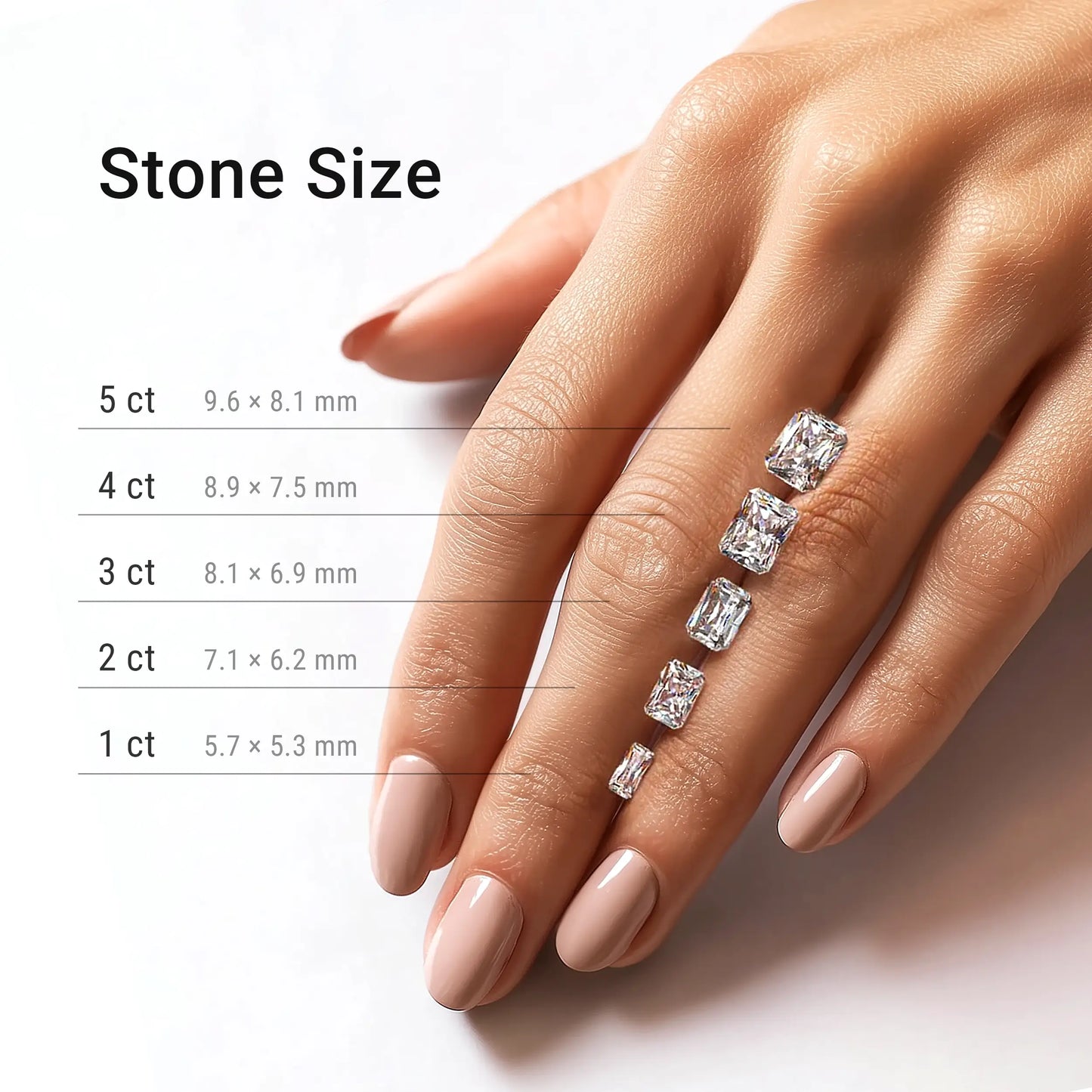 Bridal Set Radiant Lab Diamond Ring in Platinum 4 Prong Setting - Neoshine
