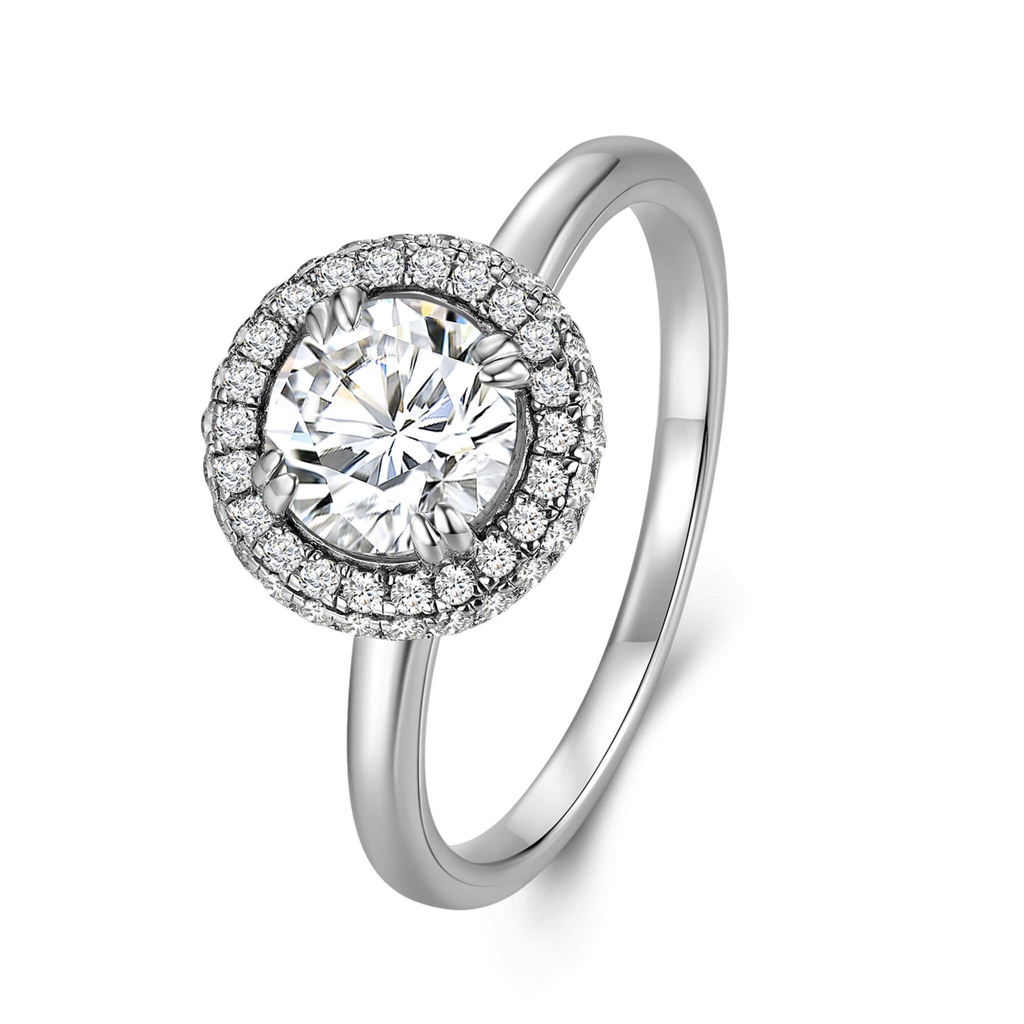 Round Lab Diamond Halo Ring in Platinum - Neoshine