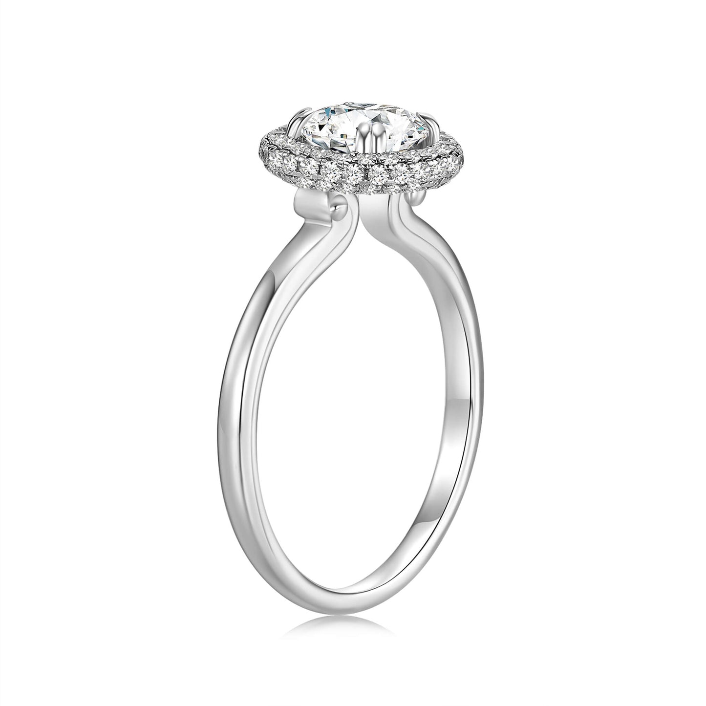 Round Lab Diamond Halo Ring in Platinum - Neoshine