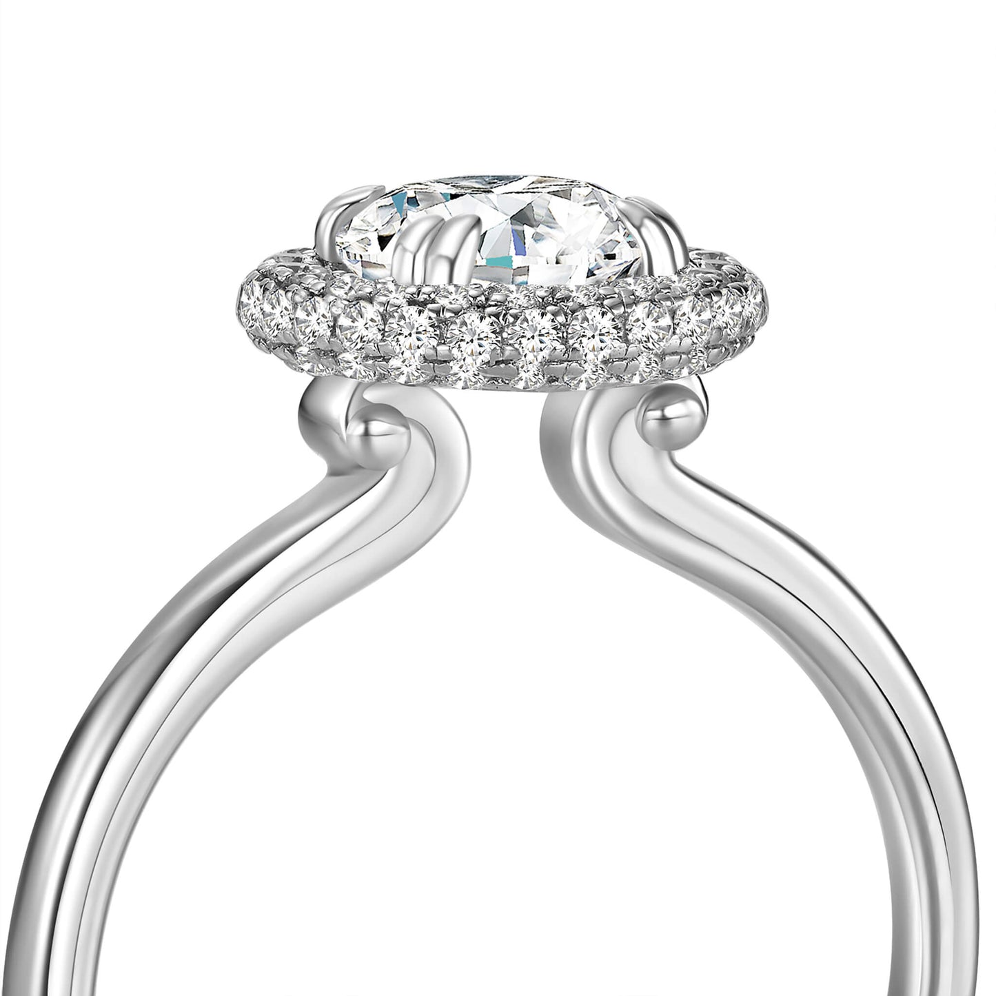 Round Lab Diamond Halo Ring in Platinum - Neoshine