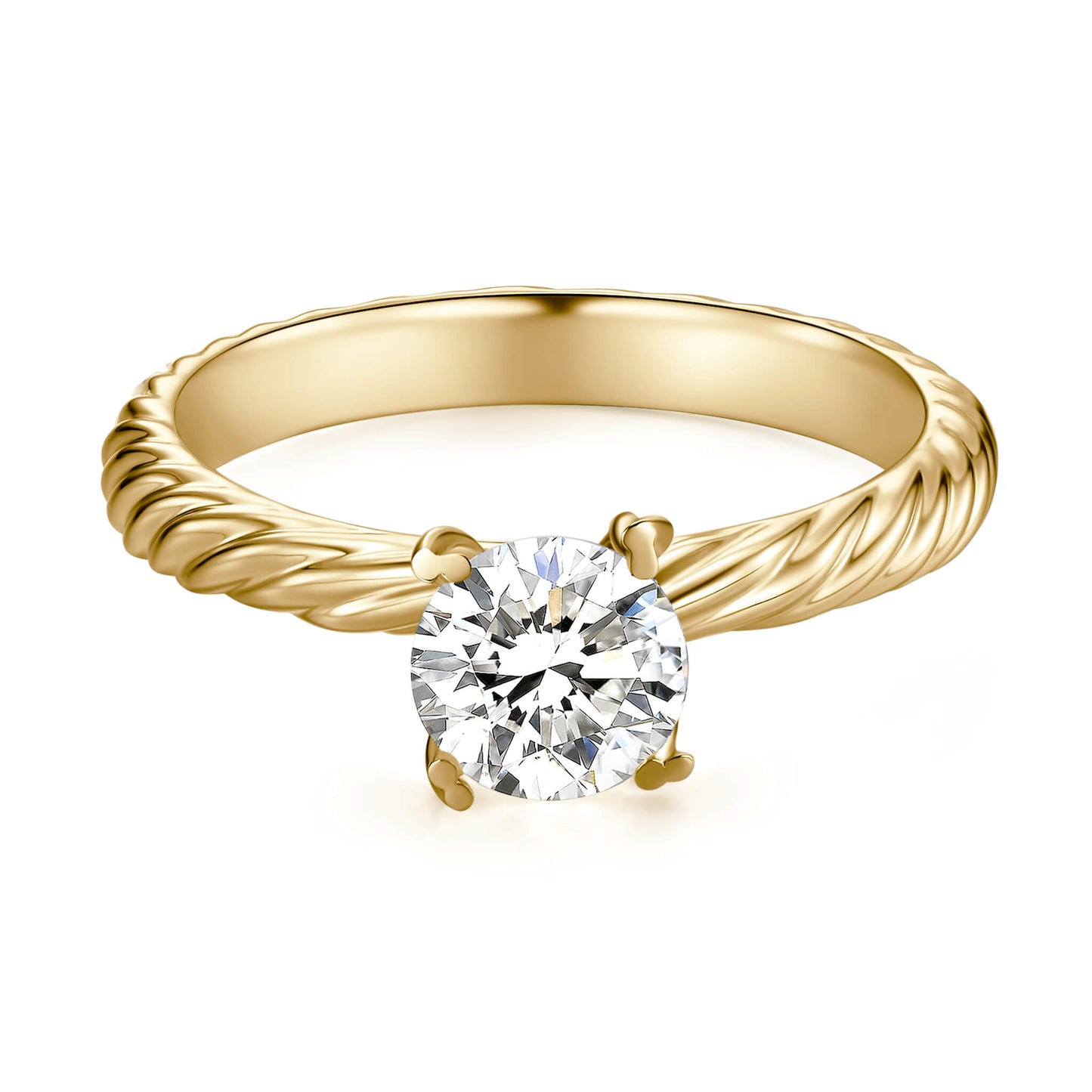 Solitaire Round Lab Diamond Ring in 18K Yellow Gold - Neoshine
