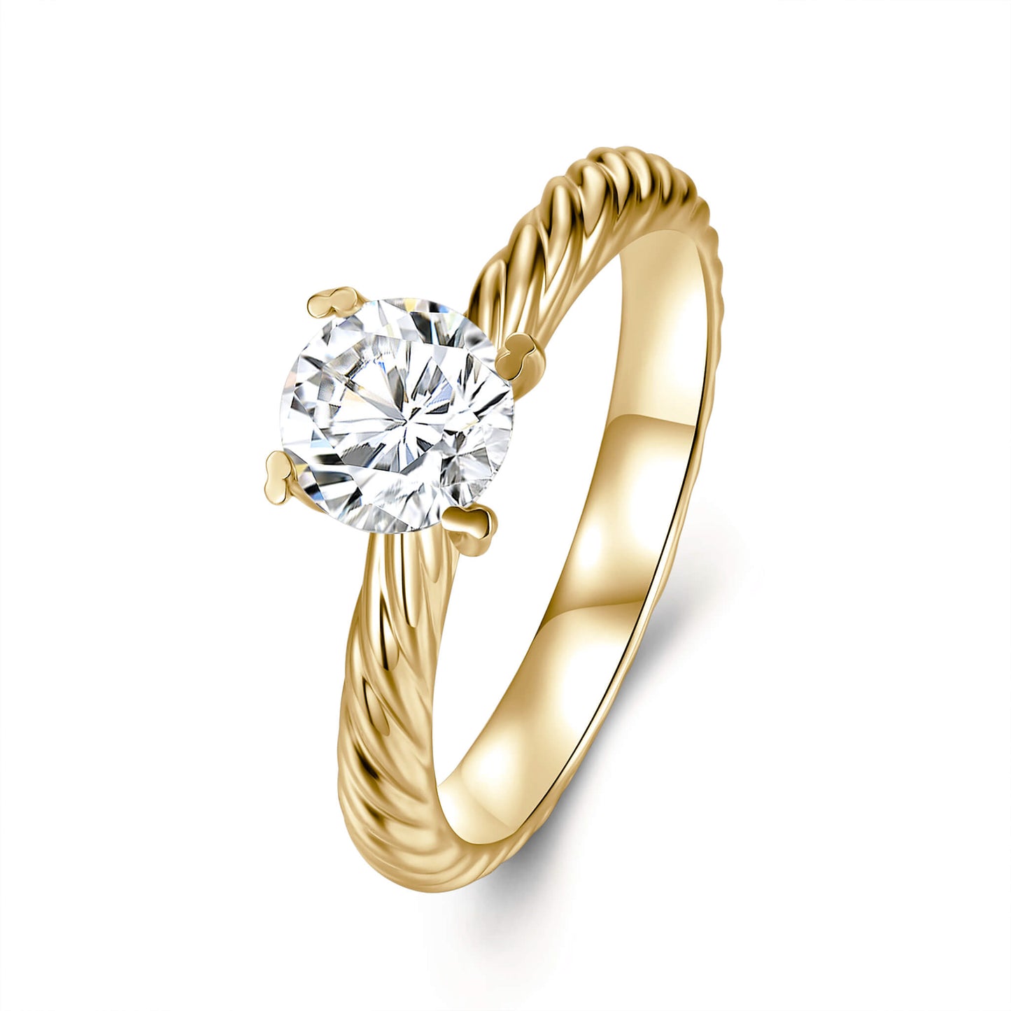 Solitaire Round Lab Diamond Ring in 18K Yellow Gold - Neoshine