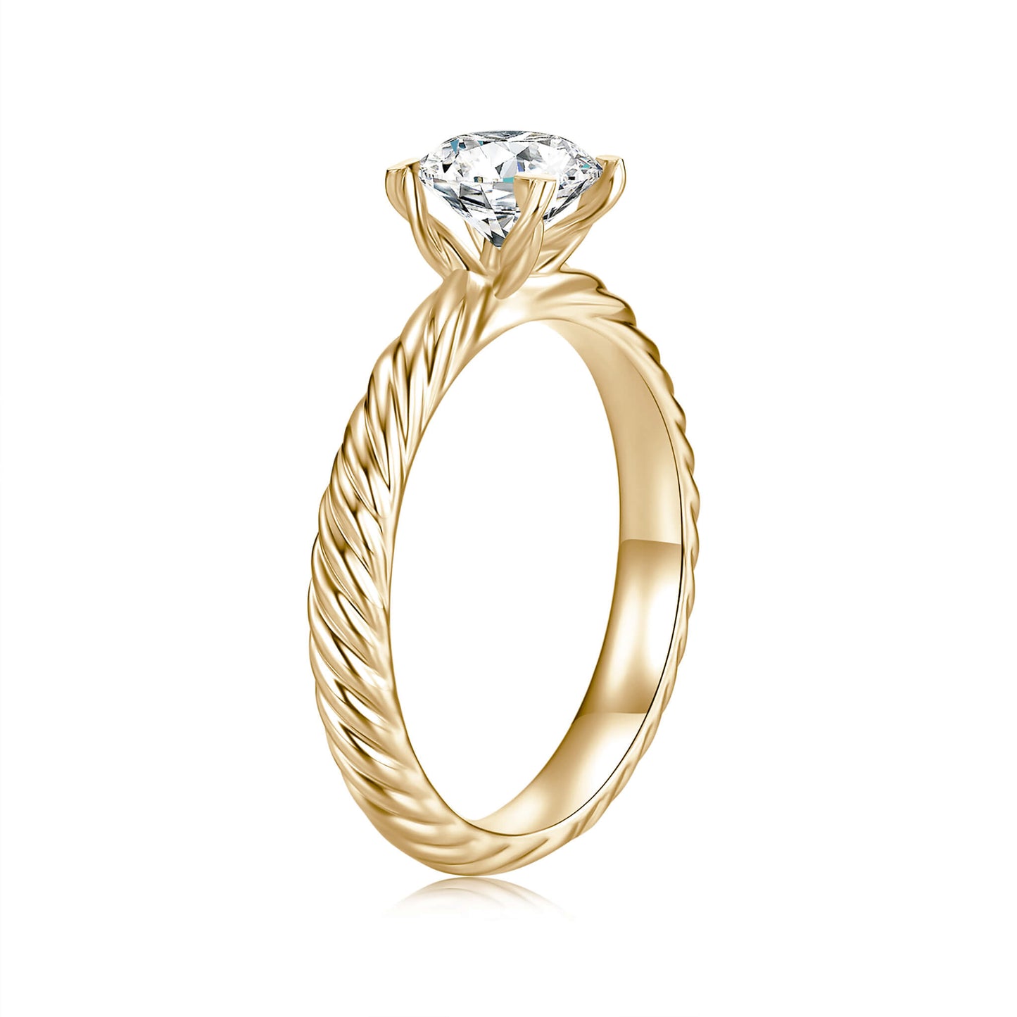 Solitaire Round Lab Diamond Ring in 18K Yellow Gold - Neoshine