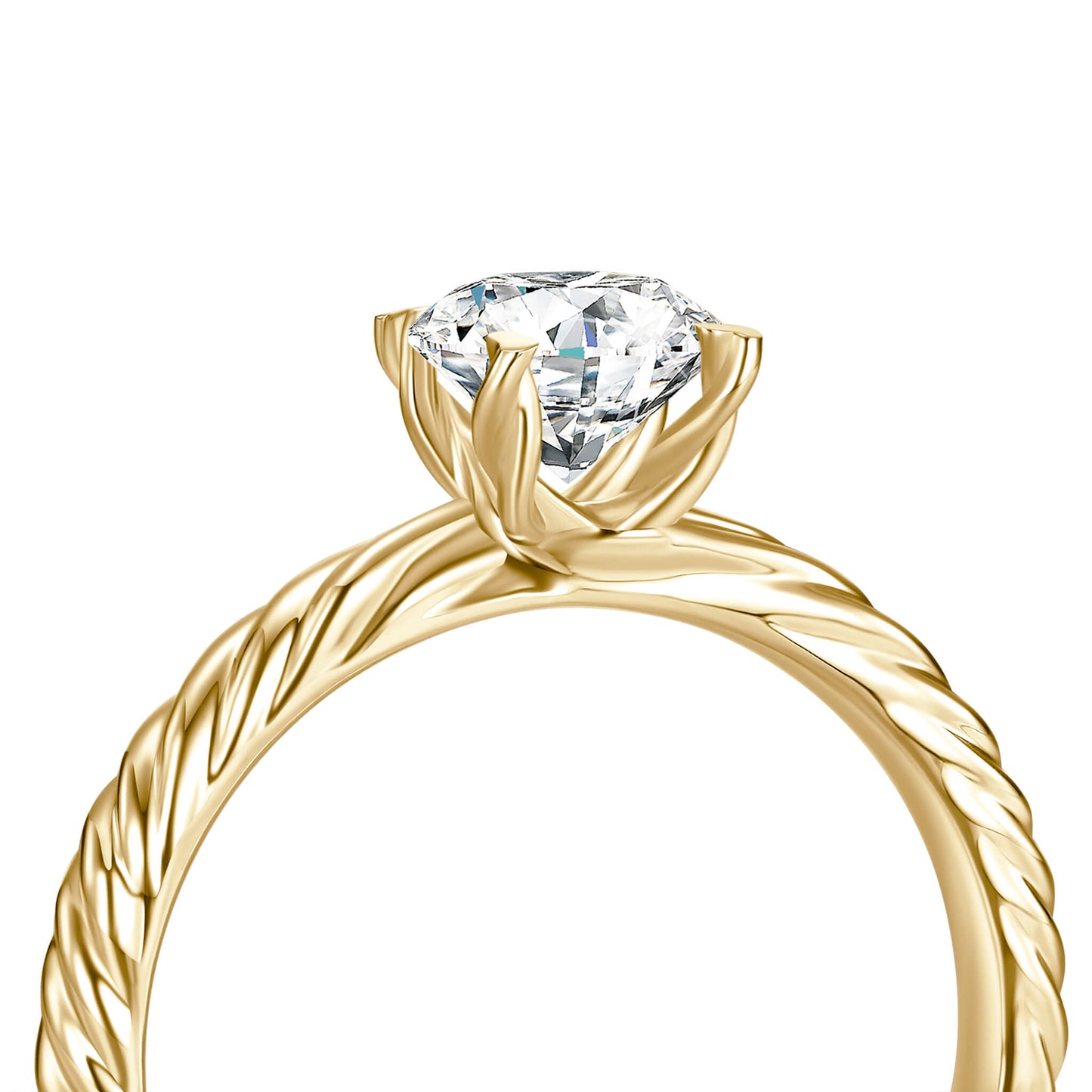 Solitaire Round Lab Diamond Ring in 18K Yellow Gold - Neoshine