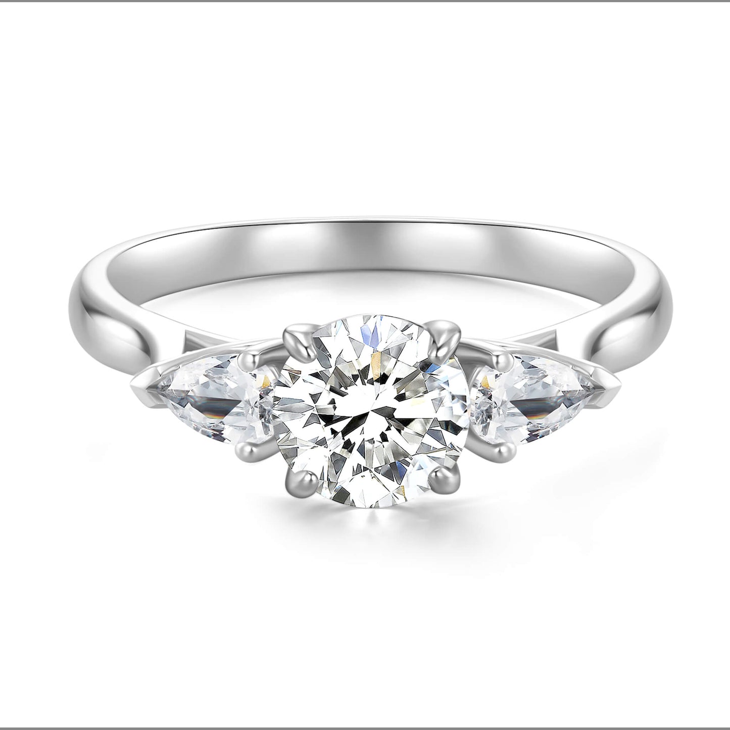 Three Stone Round Lab Diamond Ring in Platinum - Neoshine
