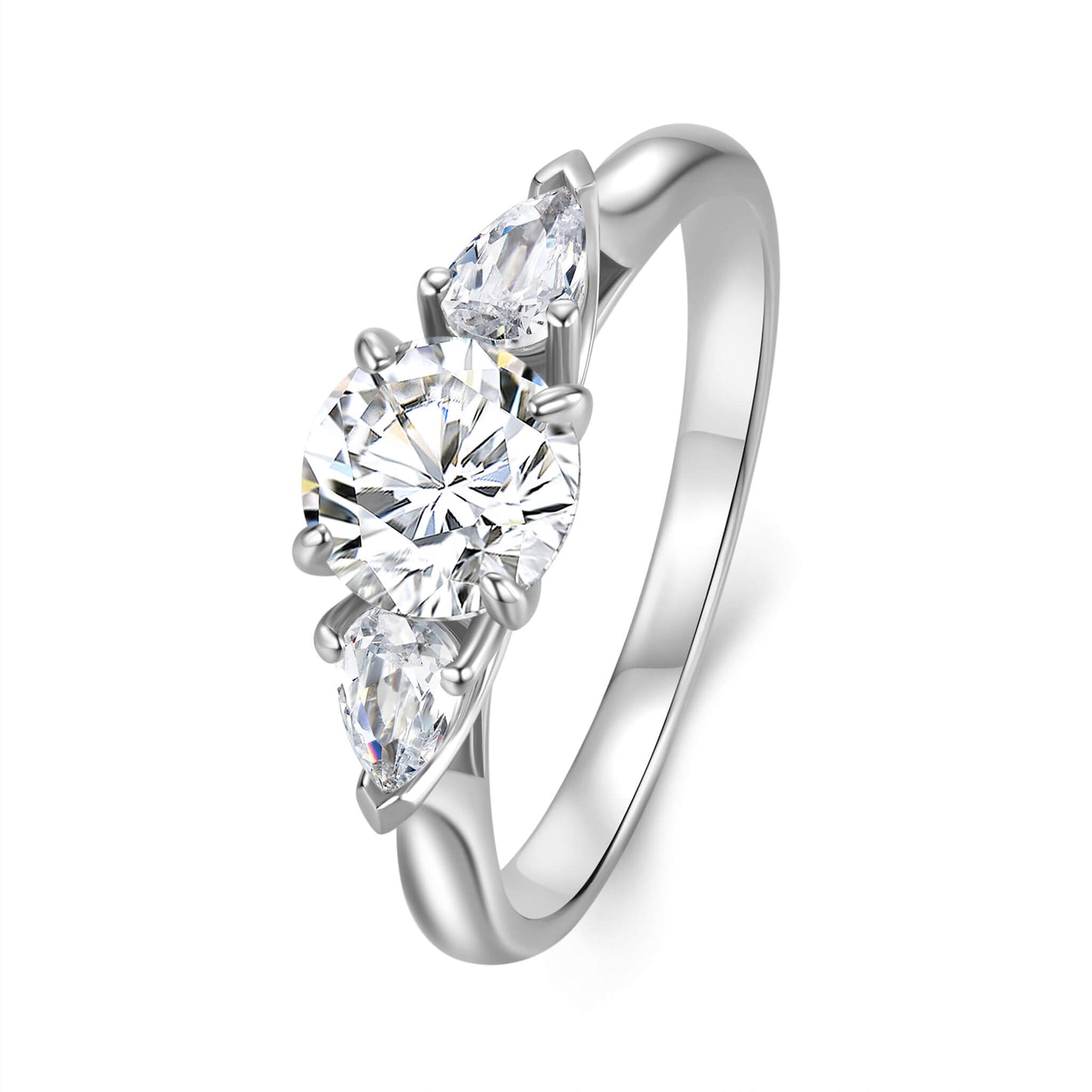 Three Stone Round Lab Diamond Ring in Platinum - Neoshine