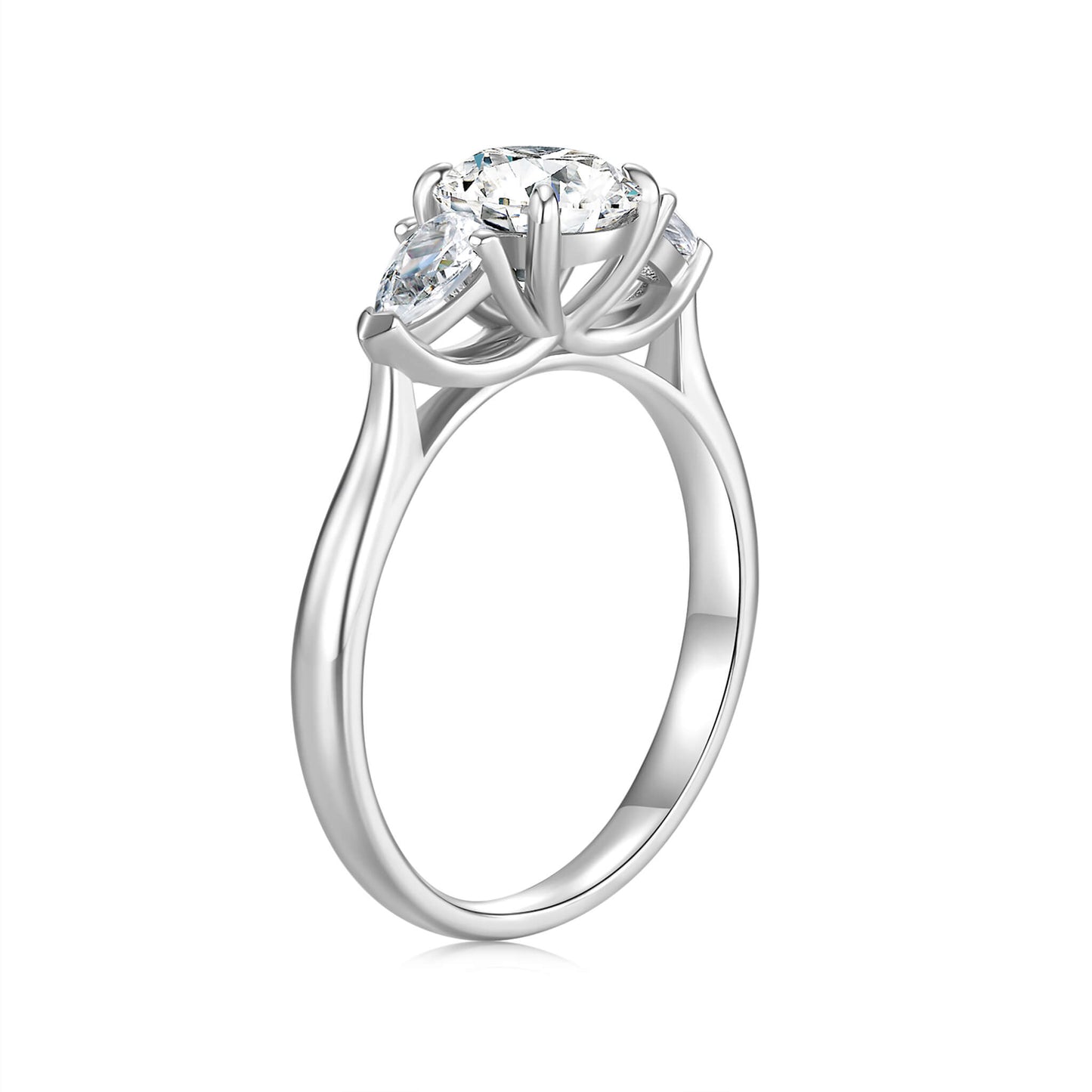Three Stone Round Lab Diamond Ring in Platinum - Neoshine