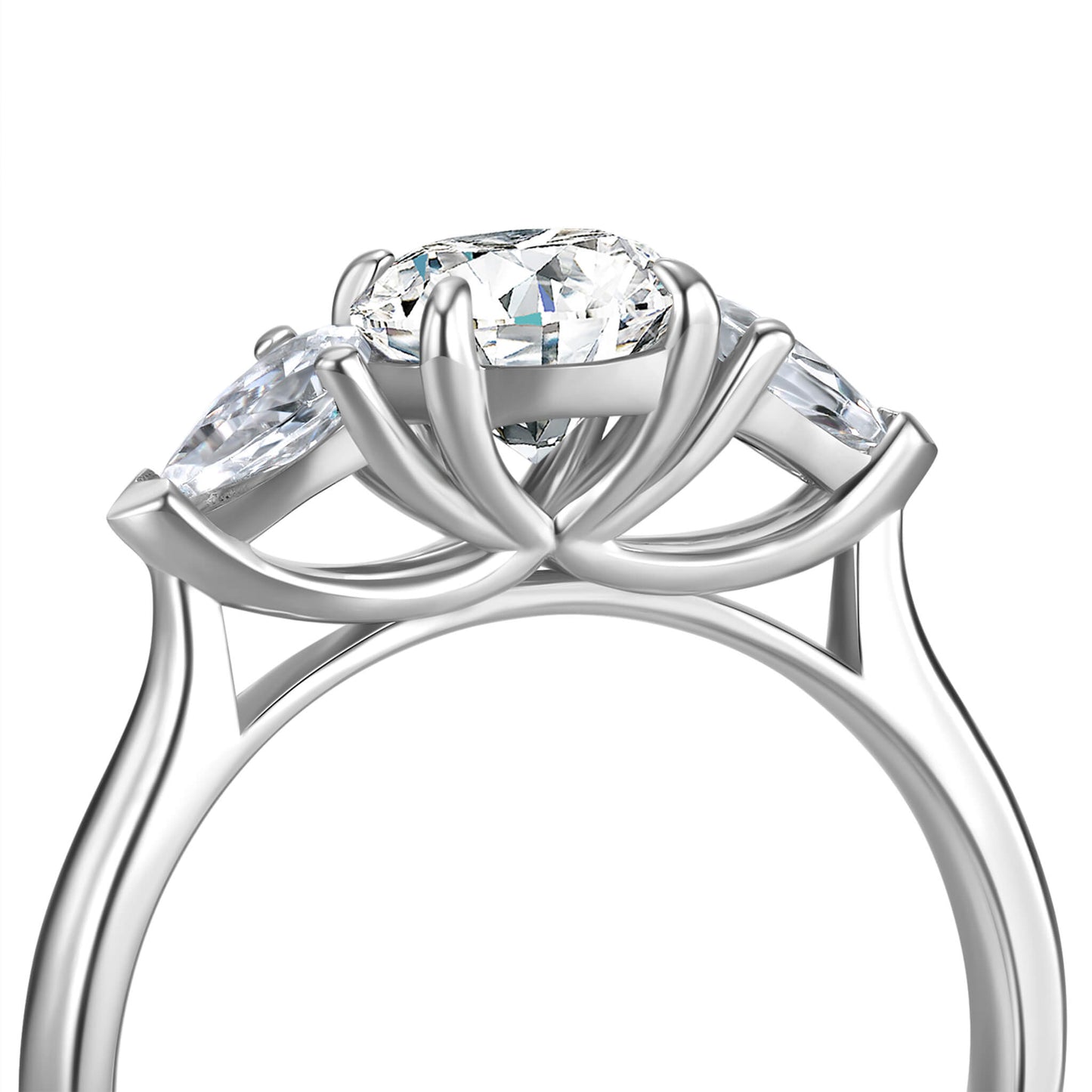 Three Stone Round Lab Diamond Ring in Platinum - Neoshine