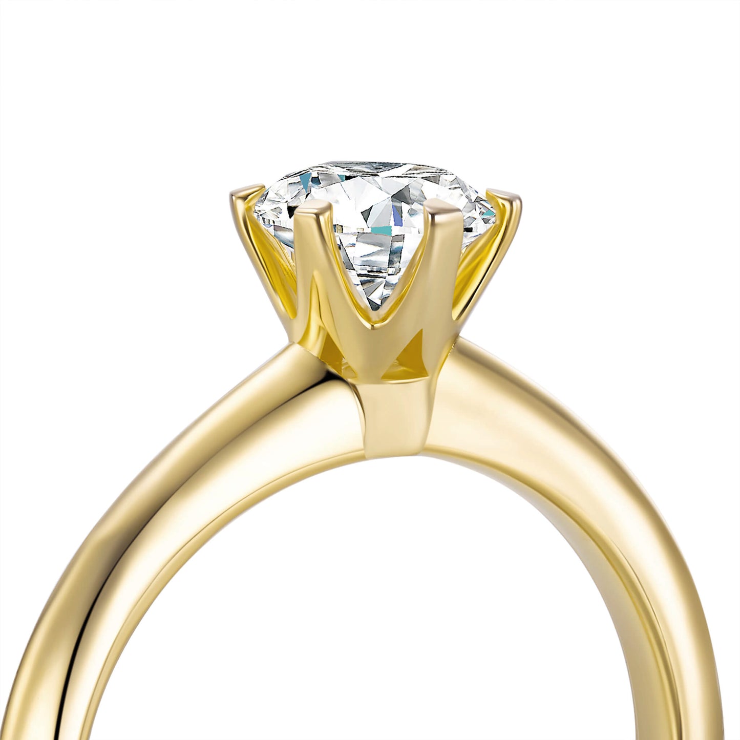 Solitaire Round Lab Diamond Ring in 18K Yellow Gold 4 Prong - Neoshine
