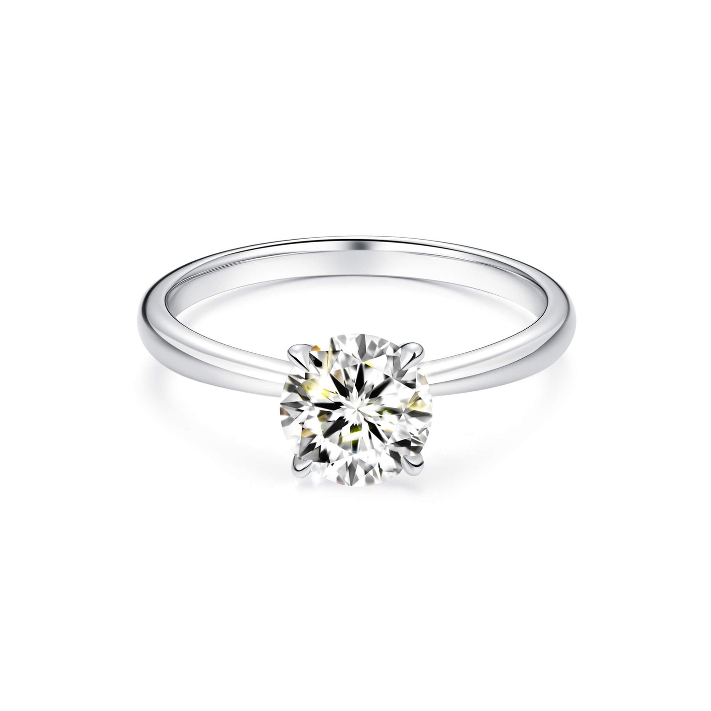 Solitaire Round Lab Diamond Ring in Platinum 4 Prong - Neoshine