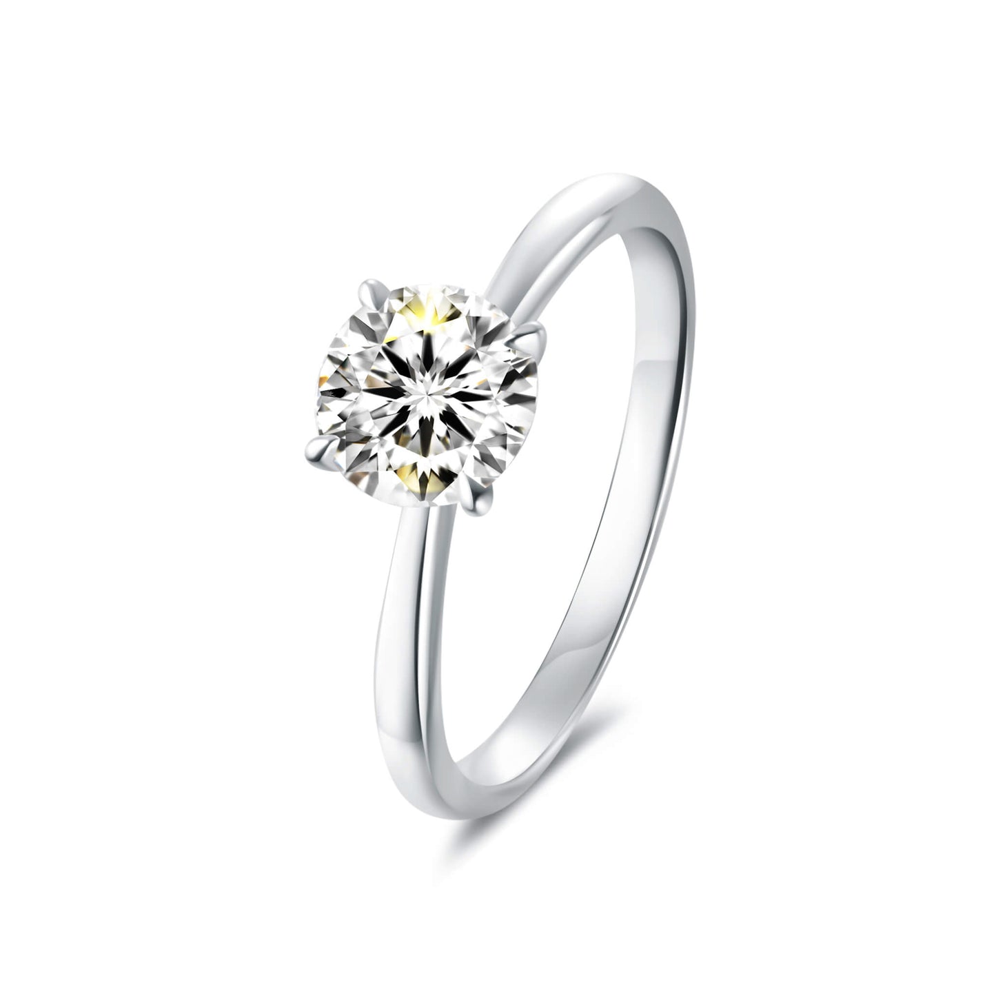 Solitaire Round Lab Diamond Ring in Platinum 4 Prong - Neoshine