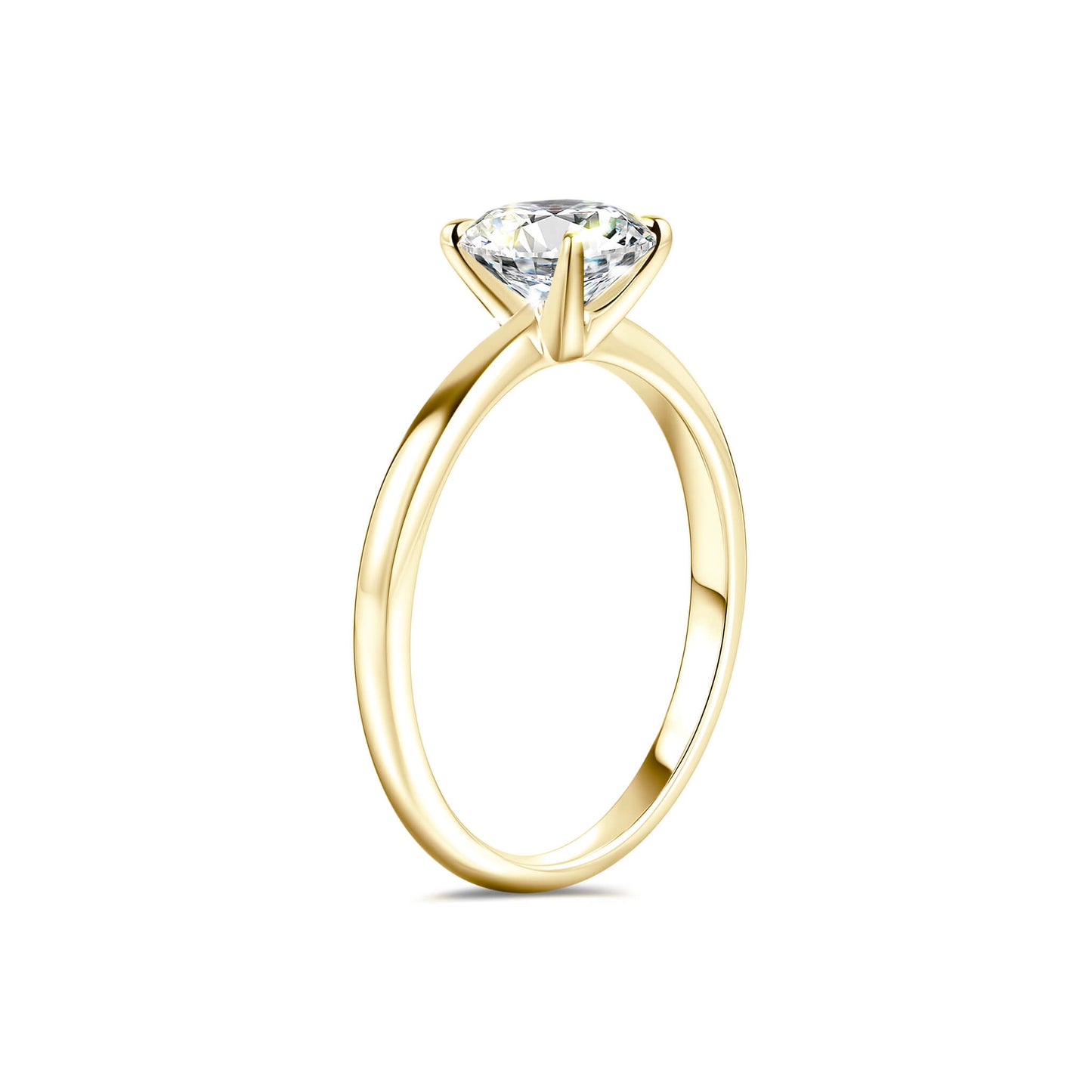 Solitaire Round Lab Diamond Ring in 18K Yellow Gold 4 Prong - Neoshine