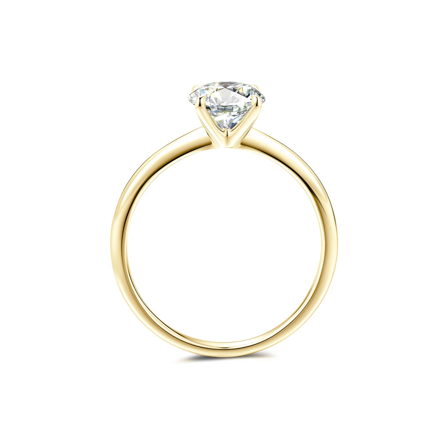Solitaire Round Lab Diamond Ring in 18K Yellow Gold 4 Prong - Neoshine