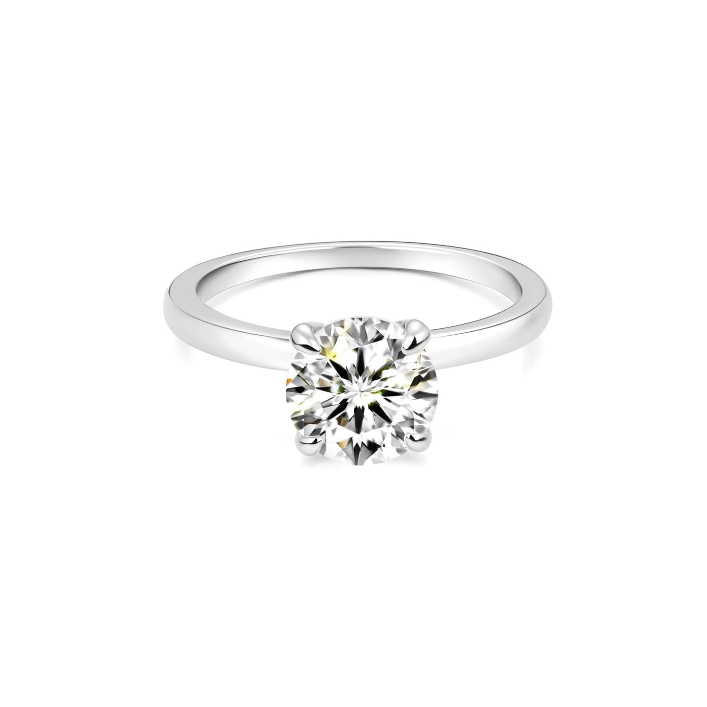 Solitaire Round Lab Diamond Ring in Platinum 4 Prong - Neoshine