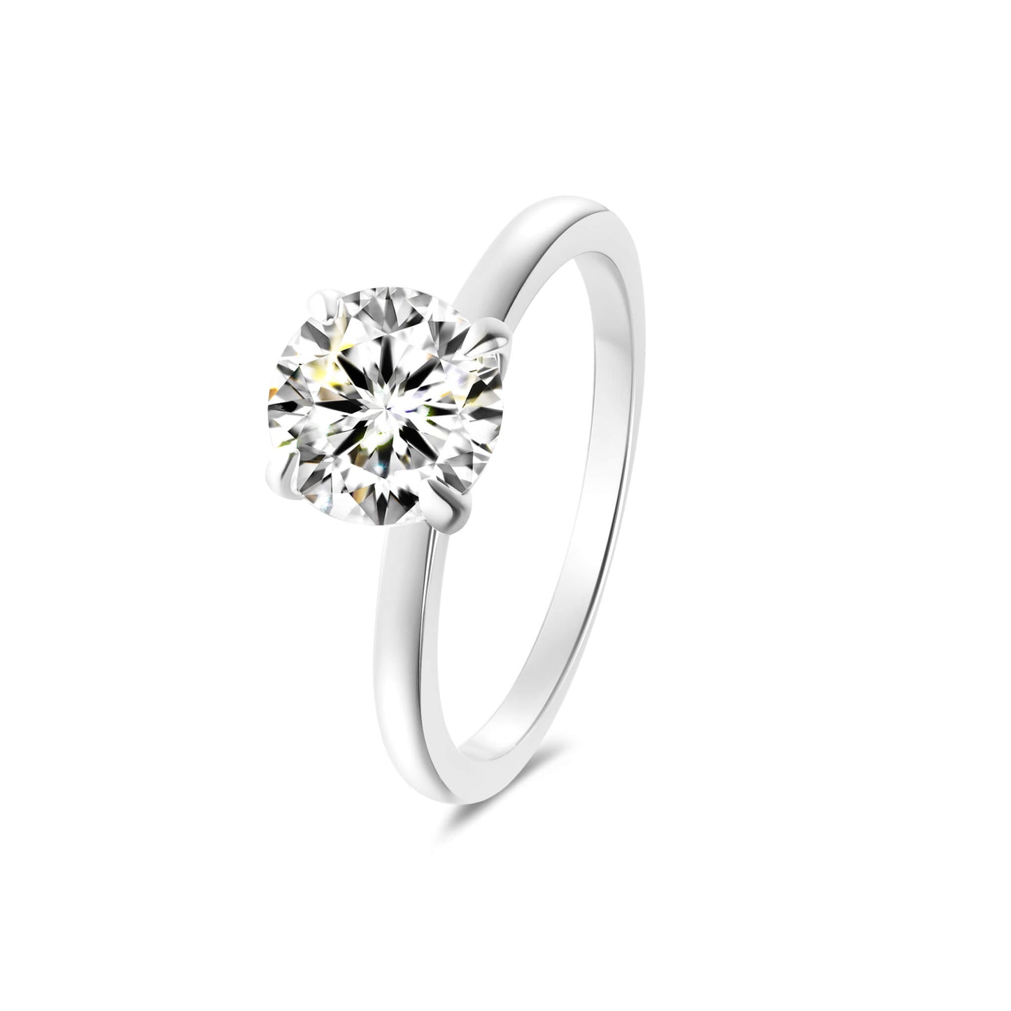 Solitaire Round Lab Diamond Ring in Platinum 4 Prong - Neoshine