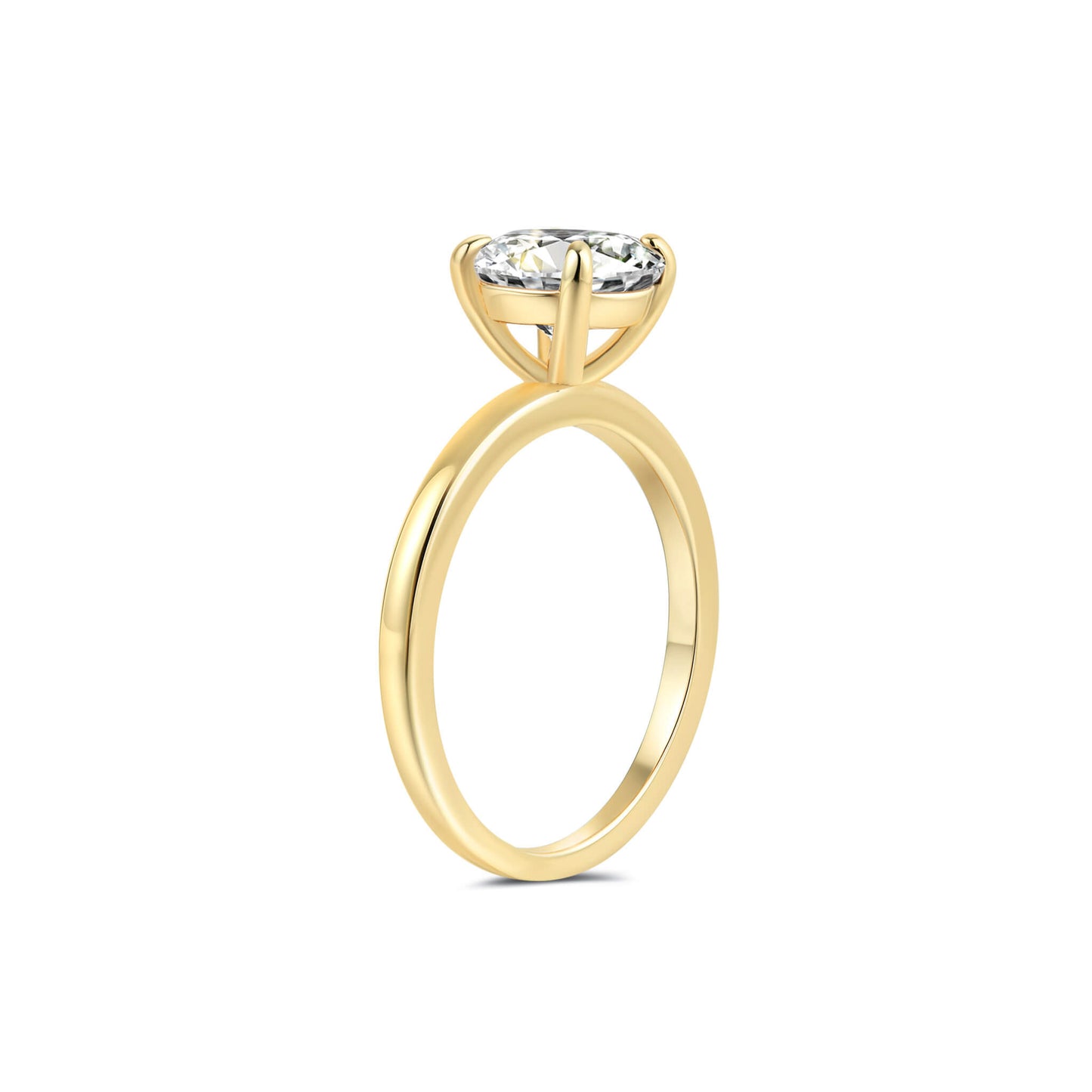 Solitaire Round Lab Diamond Ring in 18K Yellow Gold 4 Prong - Neoshine