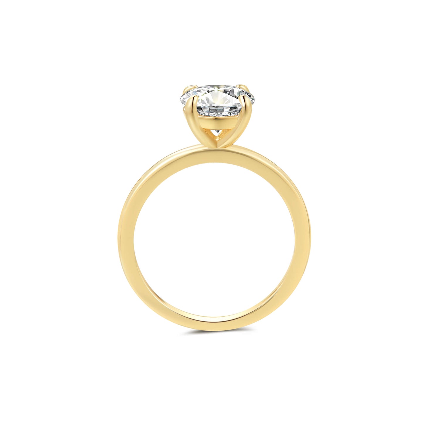 Solitaire Round Lab Diamond Ring in 18K Yellow Gold 4 Prong - Neoshine