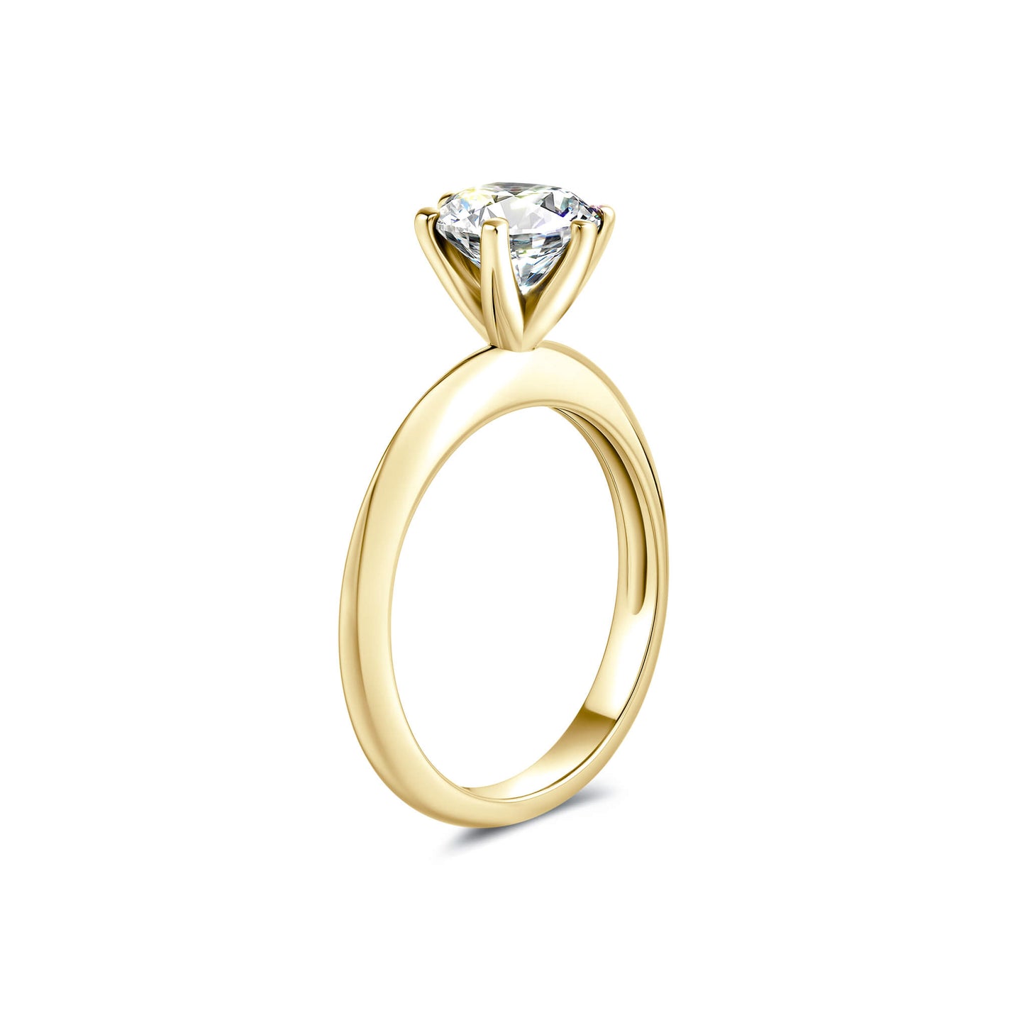 Solitaire Round Lab Diamond Ring in 18K Yellow Gold 6 Prong - Neoshine