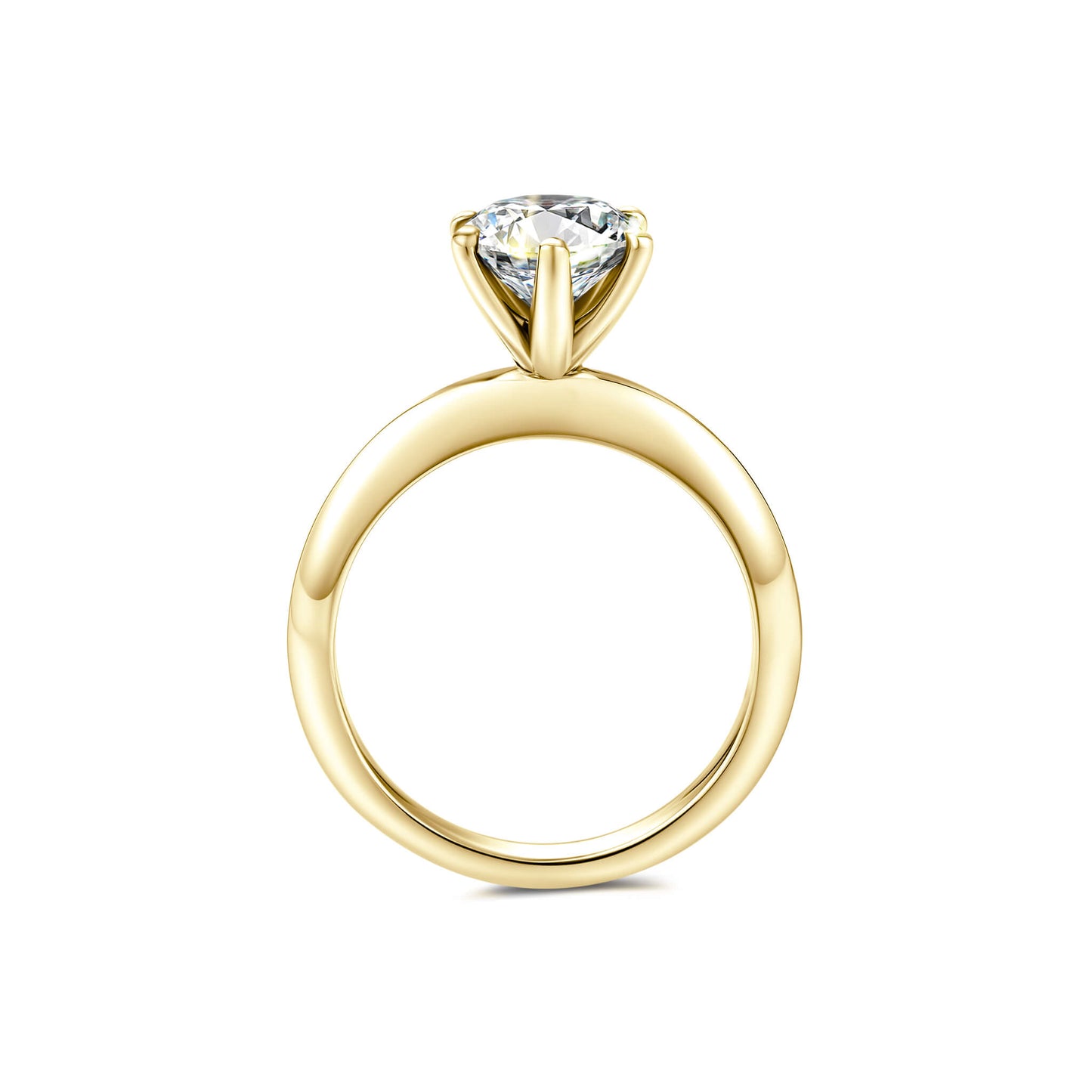 Solitaire Round Lab Diamond Ring in 18K Yellow Gold 6 Prong - Neoshine