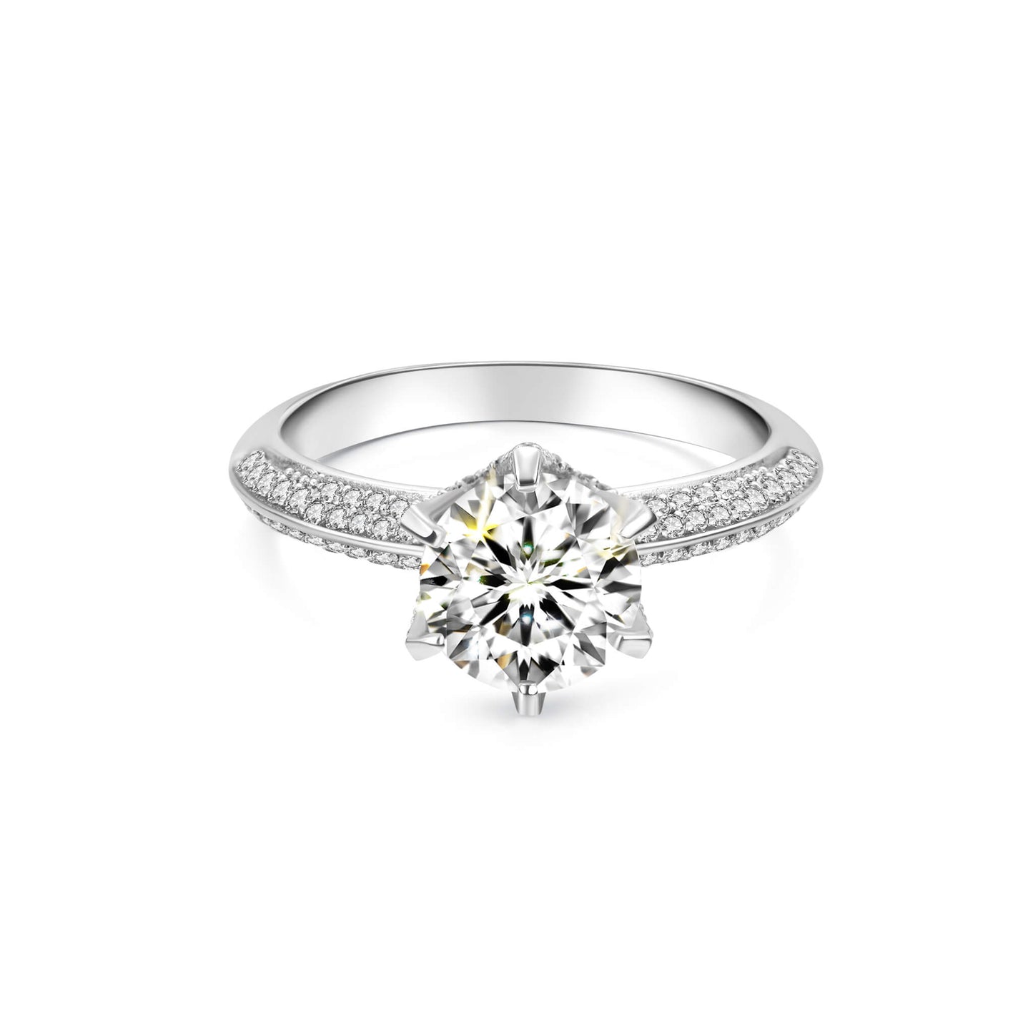Halo Round Lab Diamond Ring in Platinum 6 Prong - Neoshine