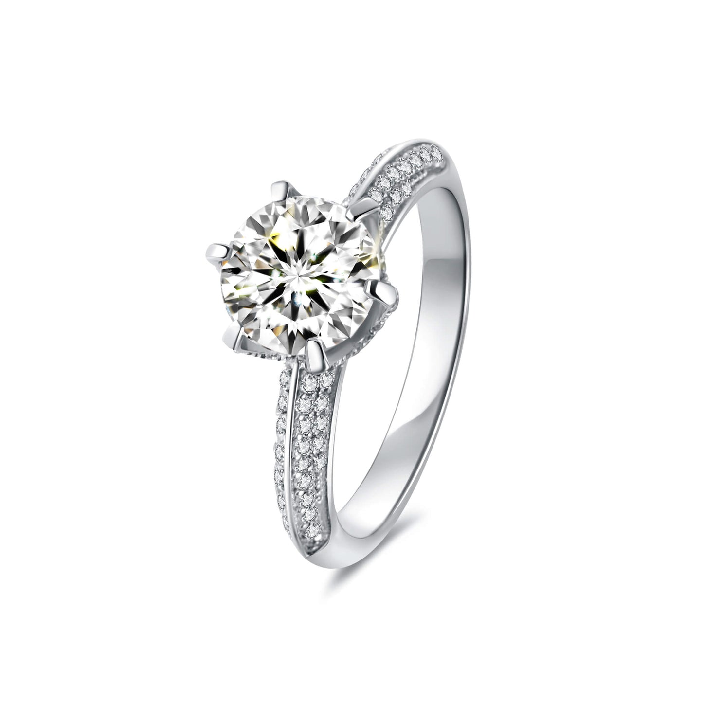 Halo Round Lab Diamond Ring in Platinum 6 Prong - Neoshine