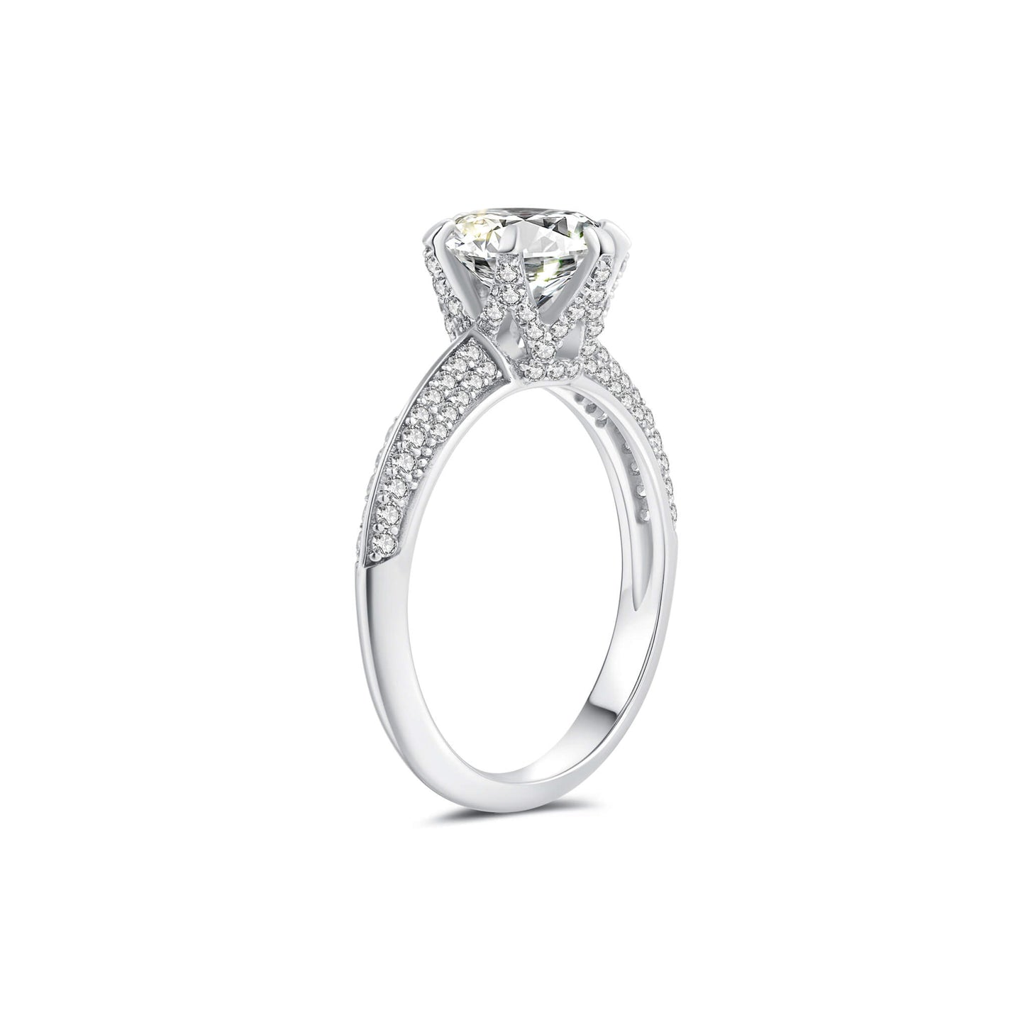 Halo Round Lab Diamond Ring in Platinum 6 Prong - Neoshine
