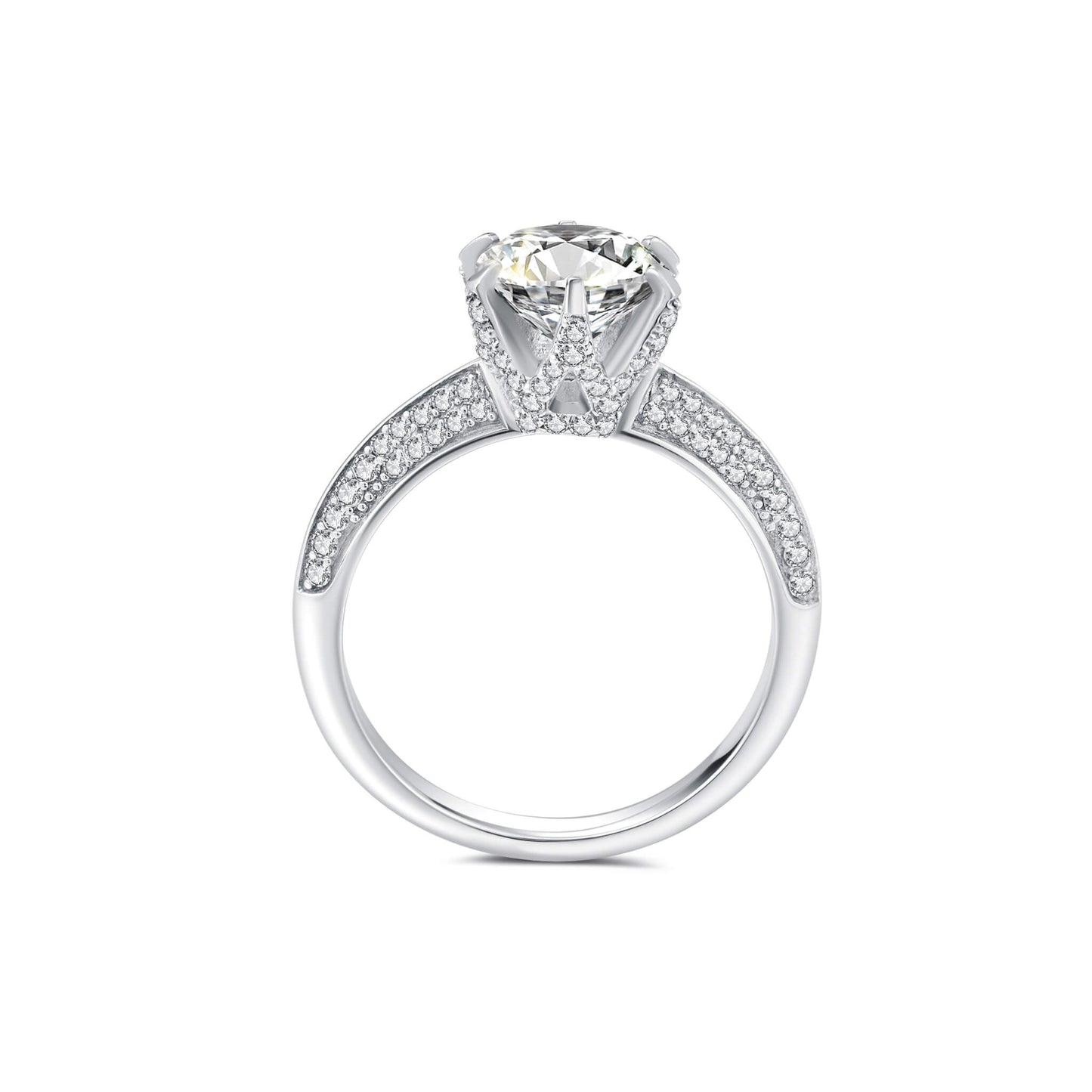 Halo Round Lab Diamond Ring in Platinum 6 Prong - Neoshine
