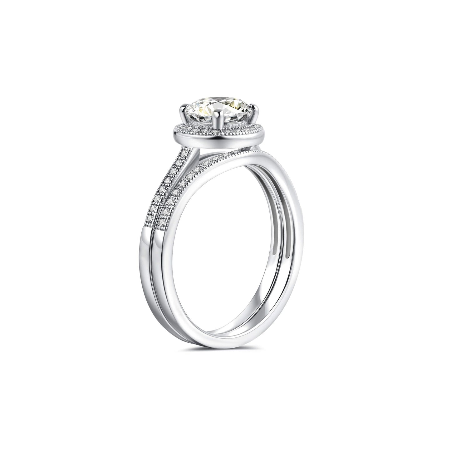 Bridal Sets Round Lab Diamond Ring in Platinum - Neoshine
