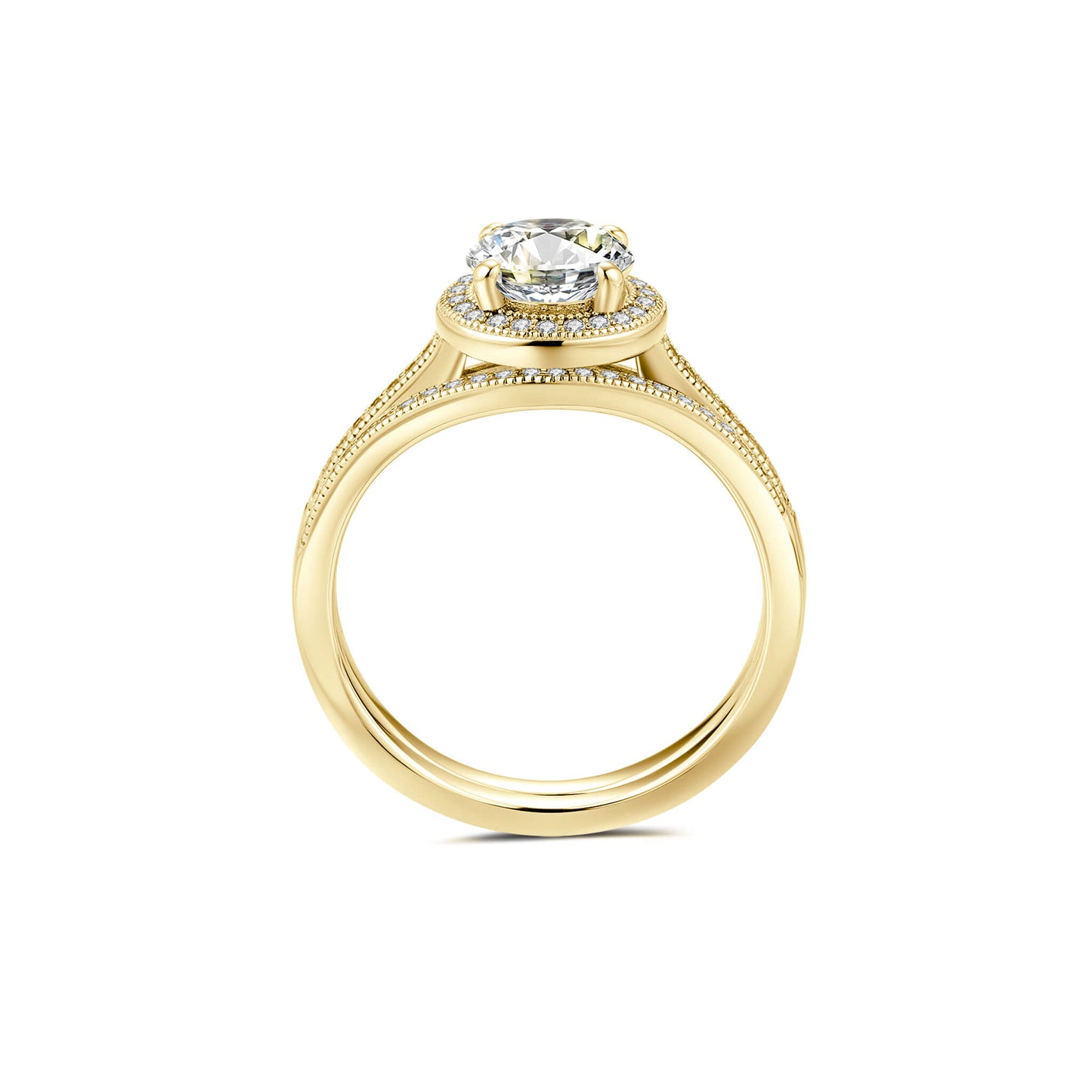 Bridal Sets Round Lab Diamond Ring in 18K Yellow Gold - Neoshine