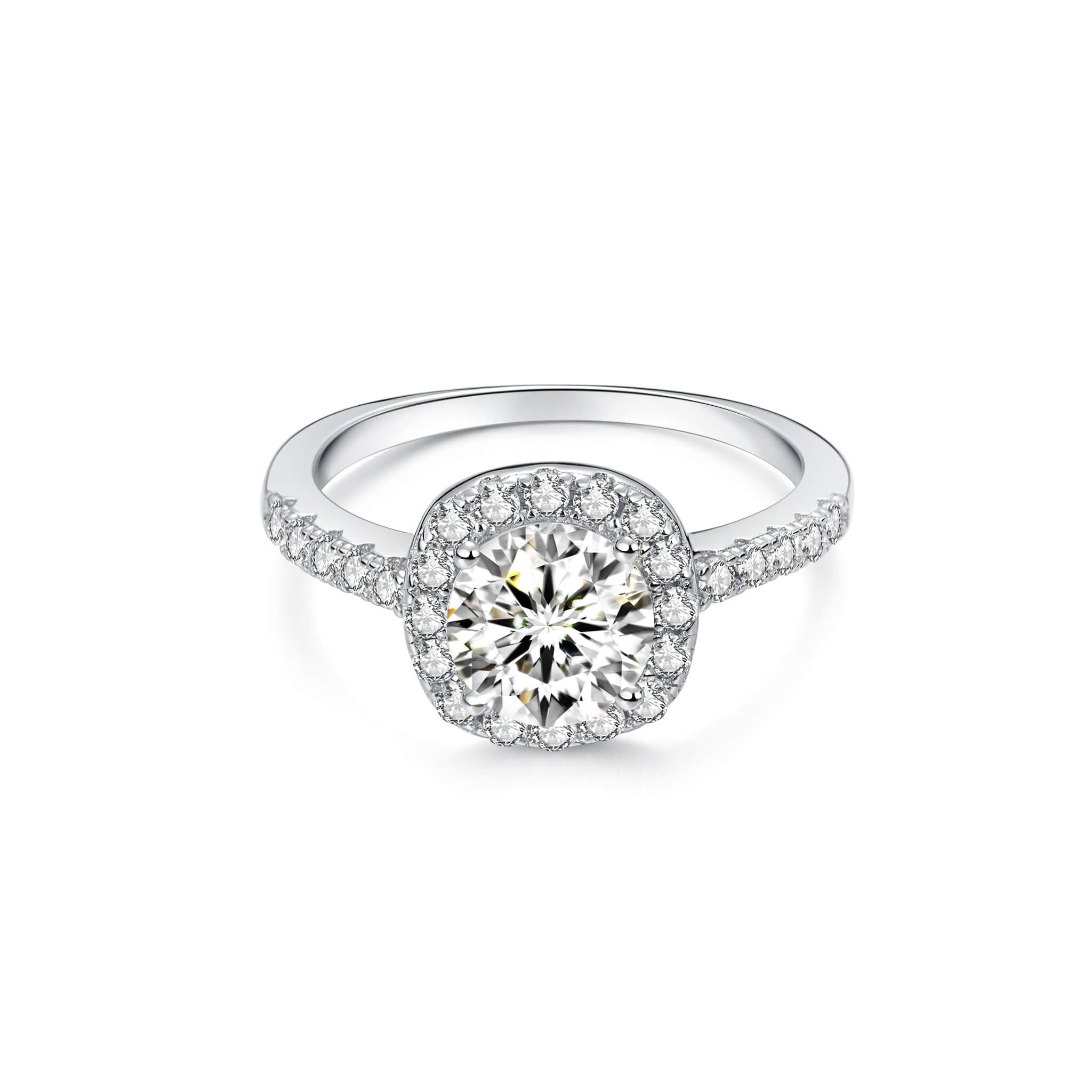 Halo Round Lab Diamond Ring in 14K White Gold
