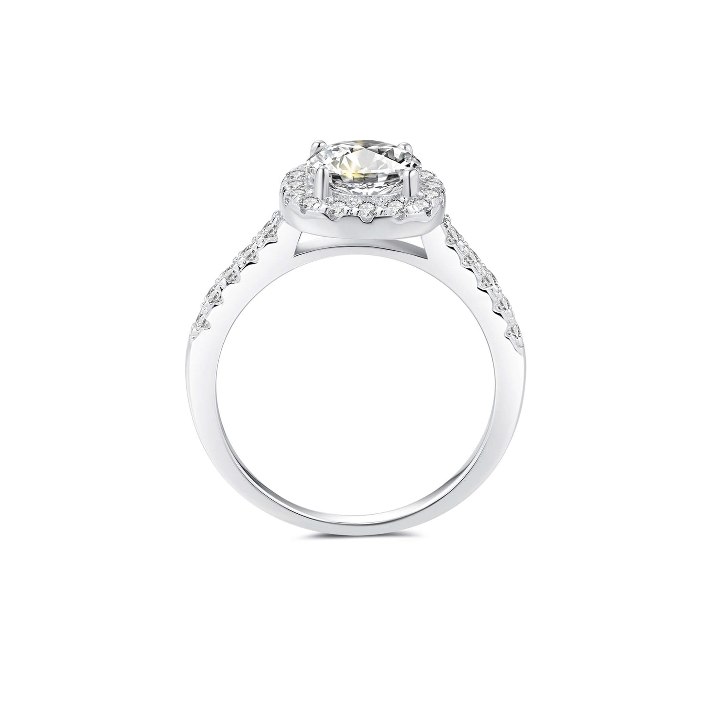 Halo Round Lab Diamond Ring in Platinum - Neoshine