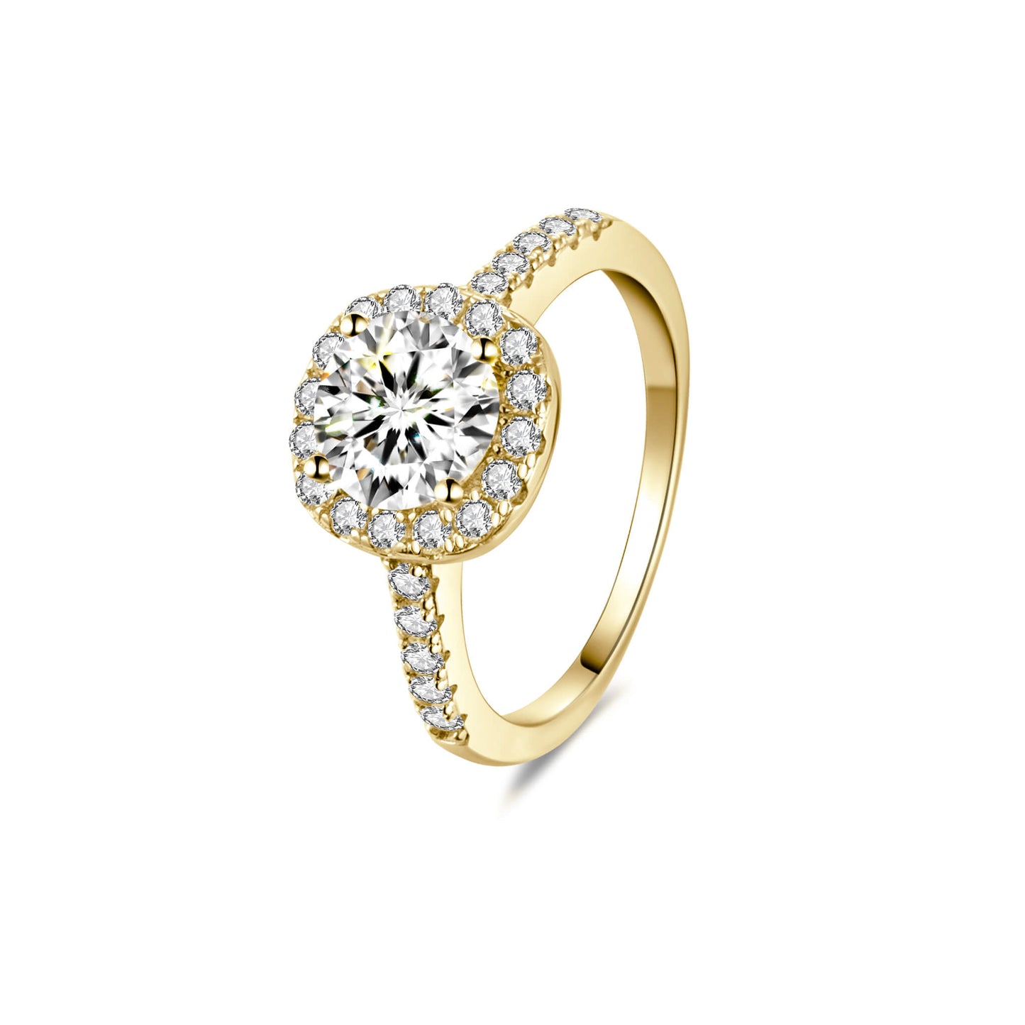 Halo Round Lab Diamond Ring in 18K Yellow Gold - Neoshine