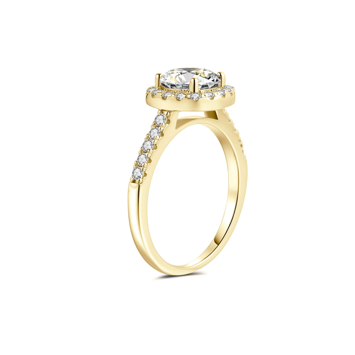 Halo Round Lab Diamond Ring in 18K Yellow Gold - Neoshine