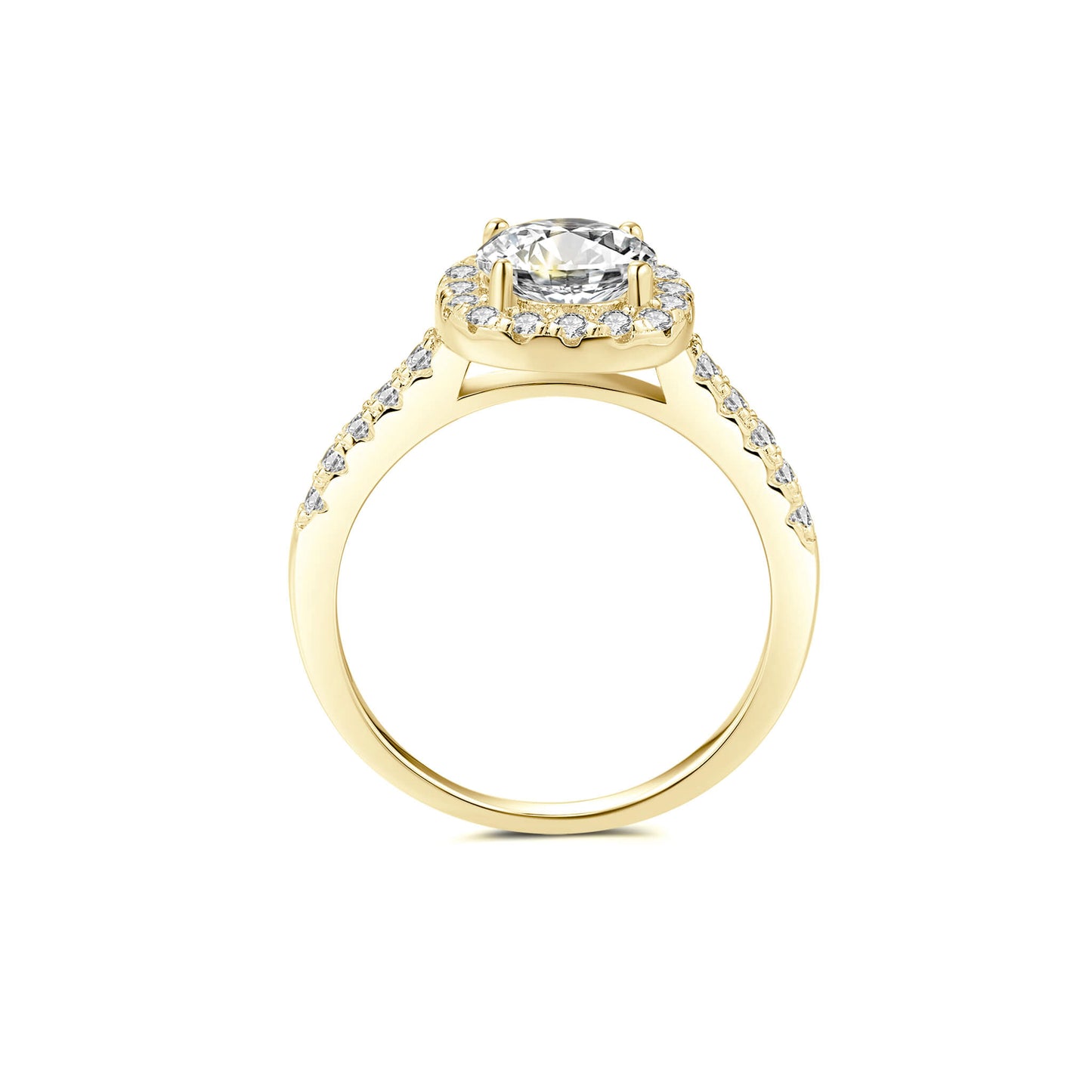 Halo Round Lab Diamond Ring in 18K Yellow Gold - Neoshine