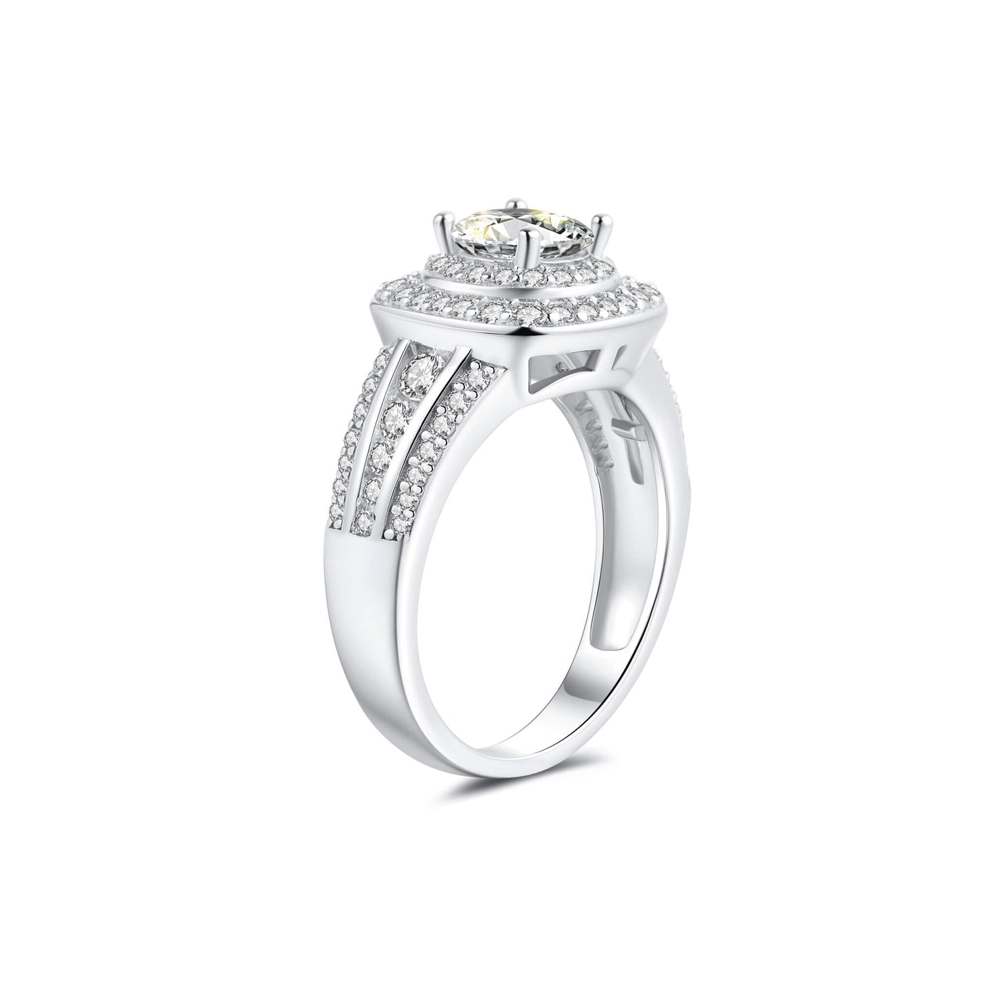 Double Halo Round Lab Diamond Ring in Platinum - Neoshine