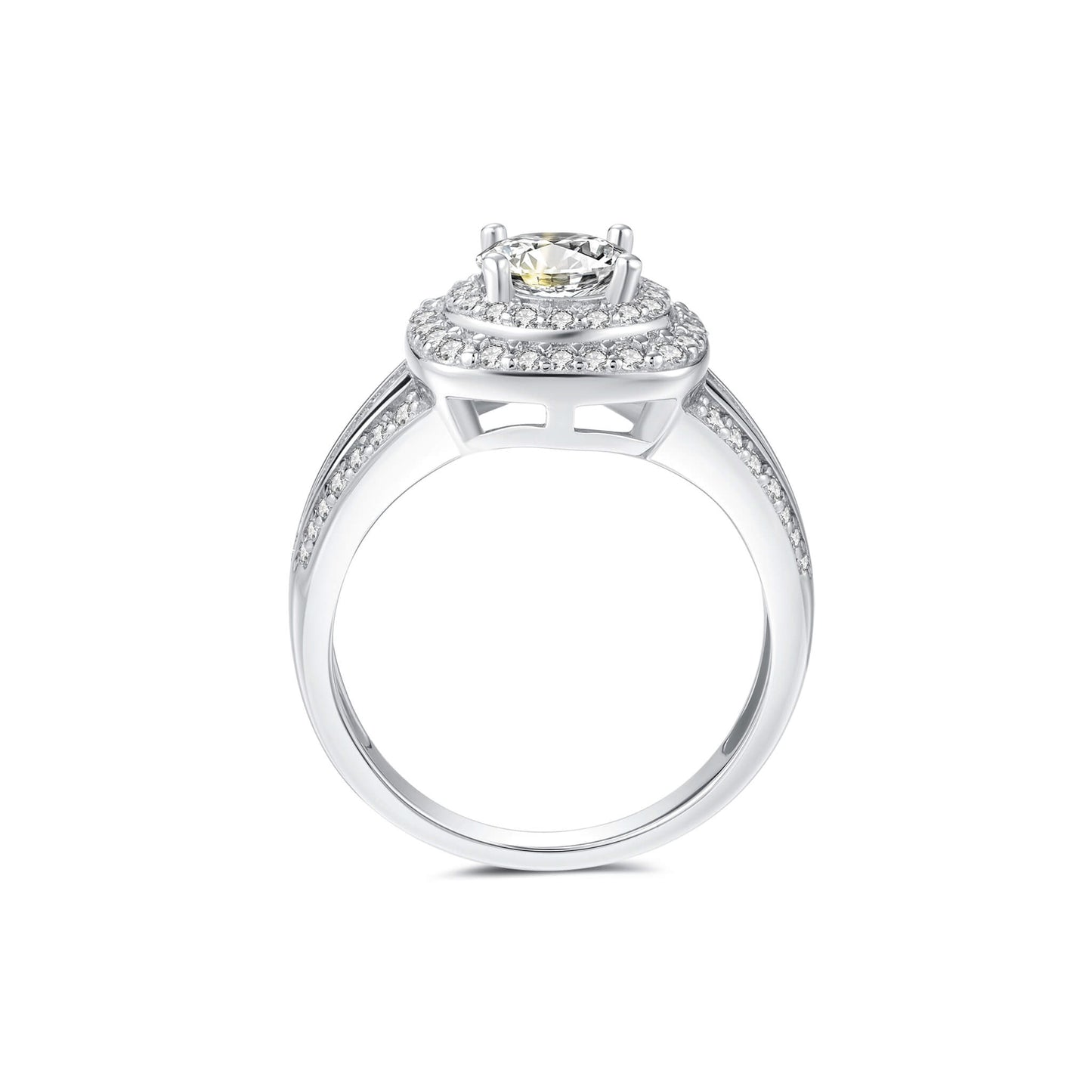 Double Halo Round Lab Diamond Ring in Platinum - Neoshine