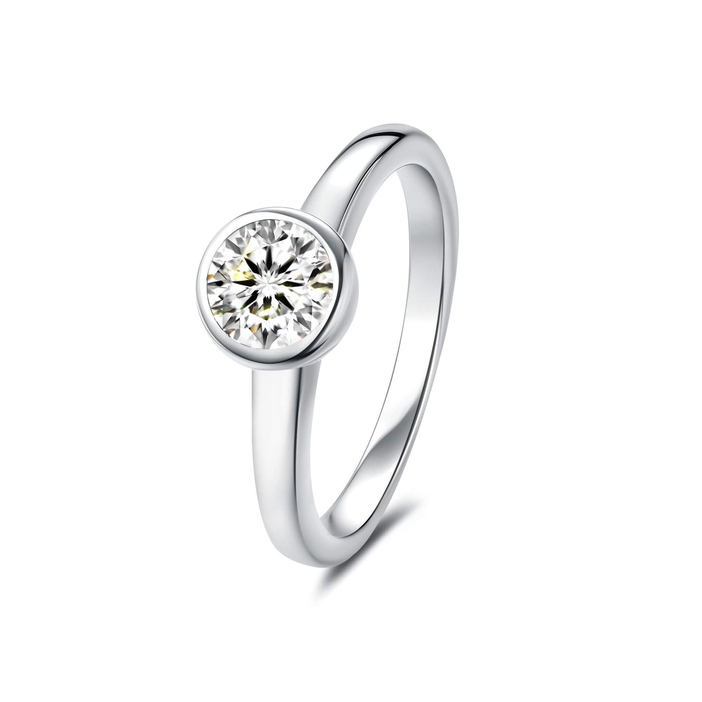 Bezel Round Lab Diamond Ring in Platinum - Neoshine