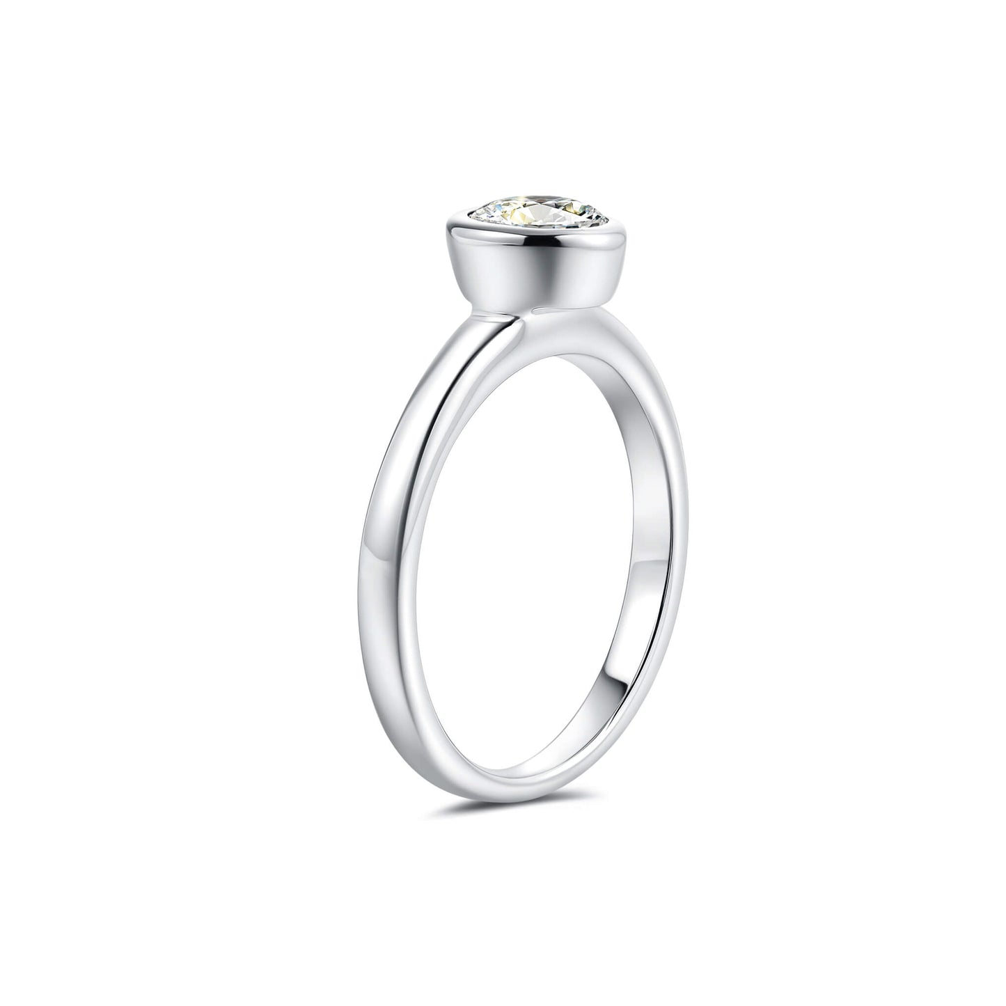 Bezel Round Lab Diamond Ring in Platinum - Neoshine