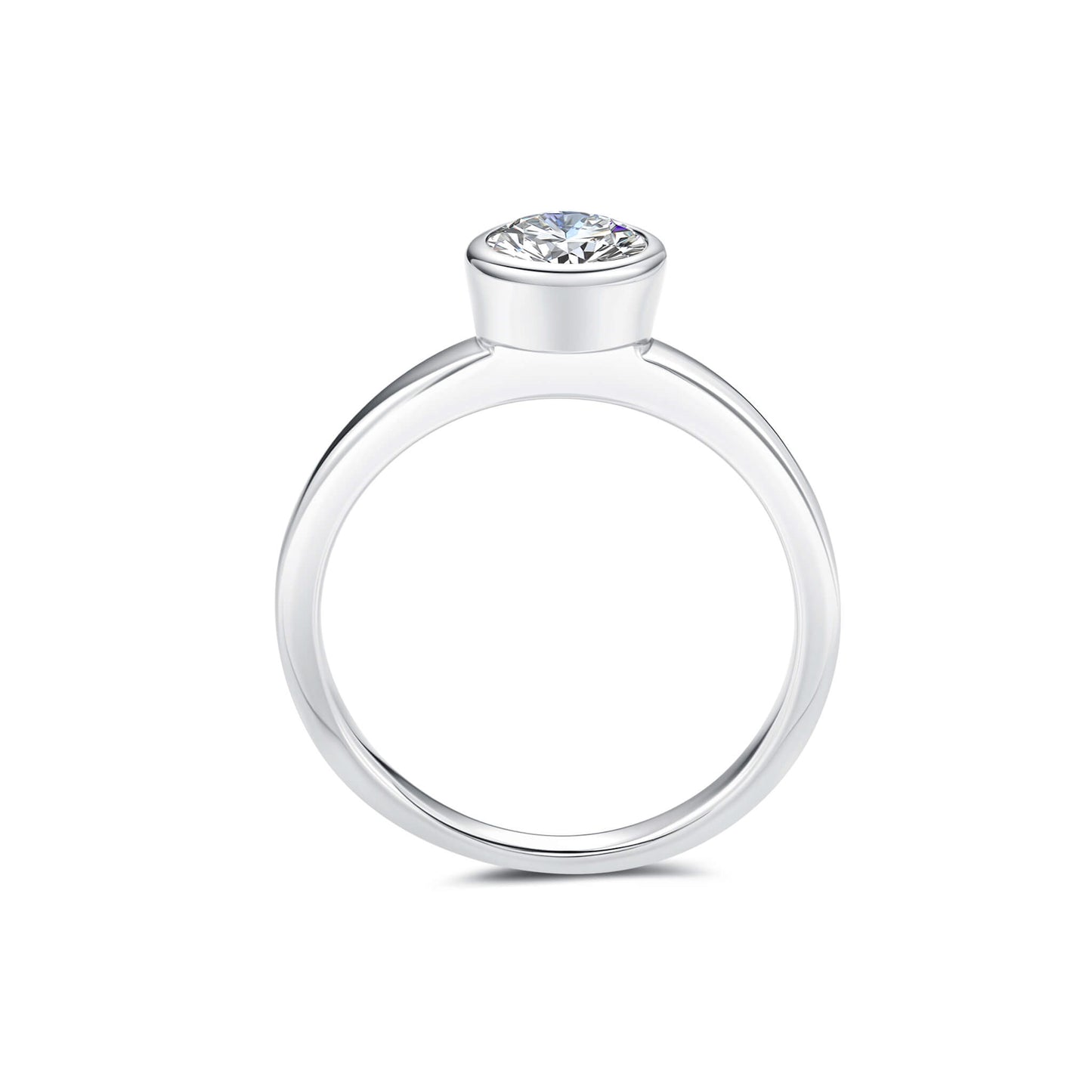 Bezel Round Lab Diamond Ring in Platinum - Neoshine
