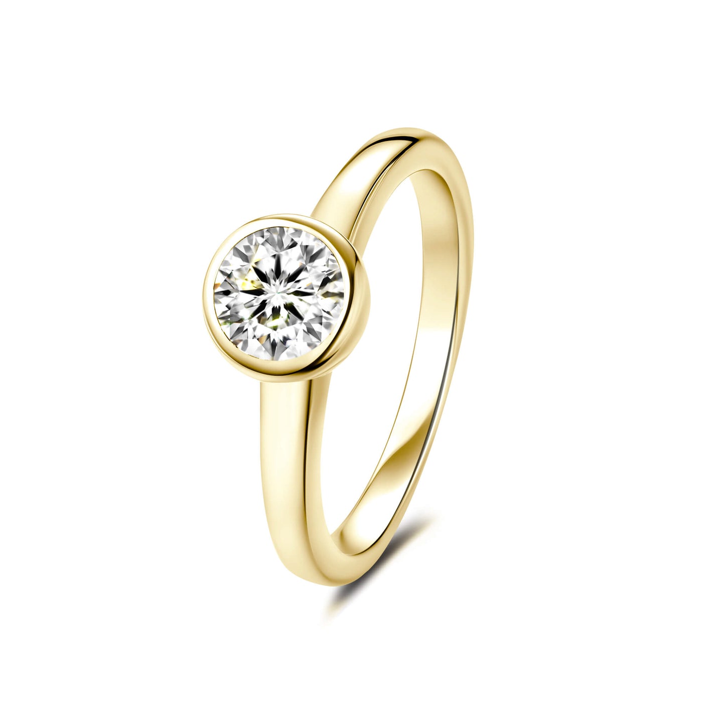 Bezel Round Lab Diamond Ring in 18K Yellow Gold - Neoshine