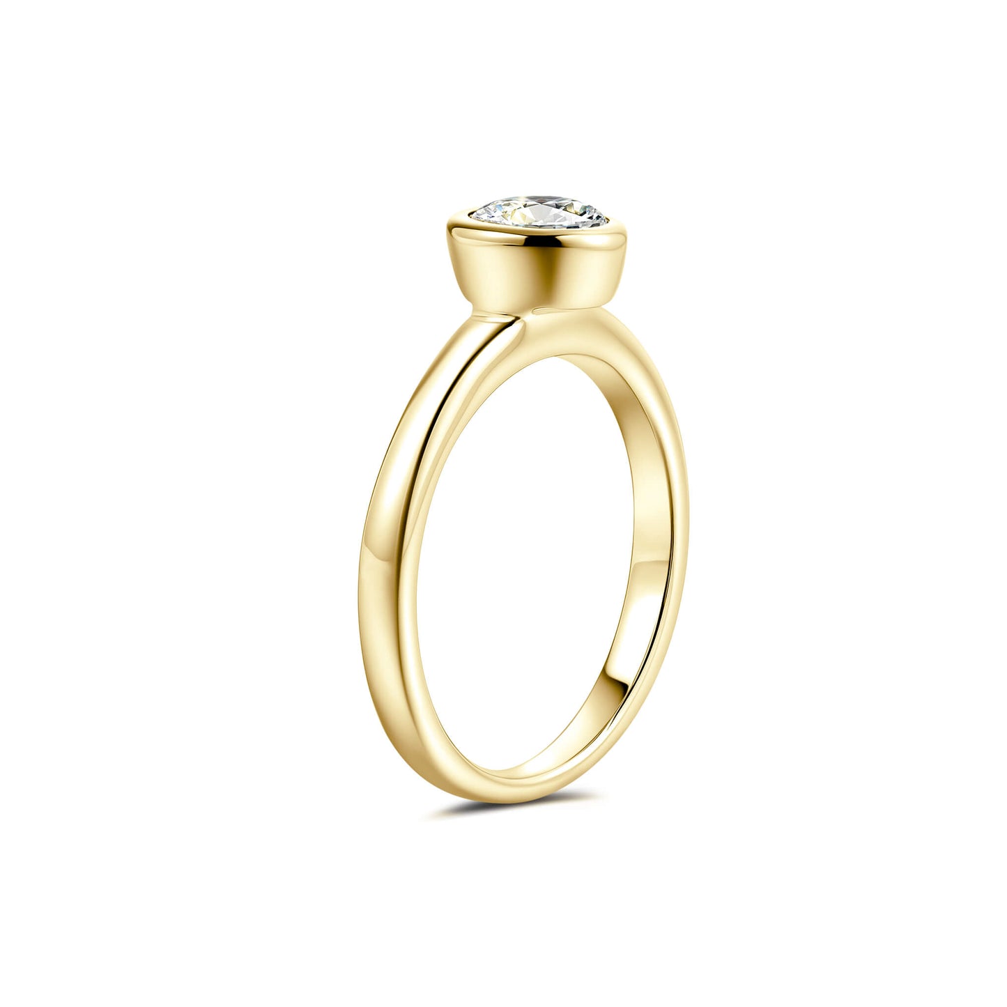 Bezel Round Lab Diamond Ring in 18K Yellow Gold - Neoshine