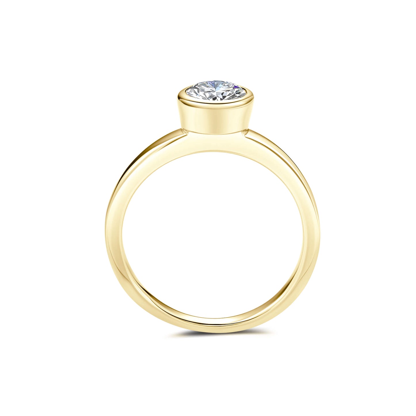 Bezel Round Lab Diamond Ring in 18K Yellow Gold - Neoshine