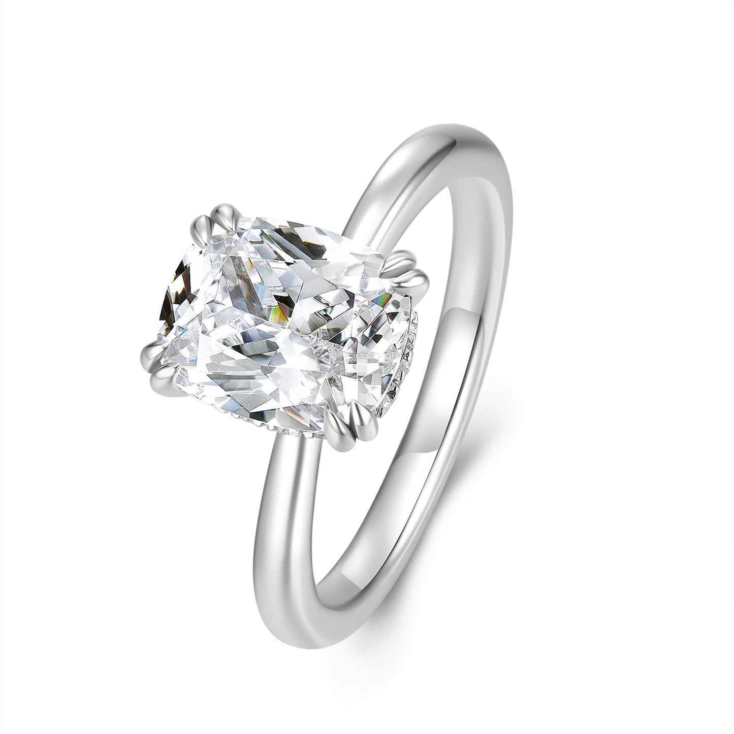 Hidden Halo Radiant Lab Diamond Ring in Platinum - Neoshine