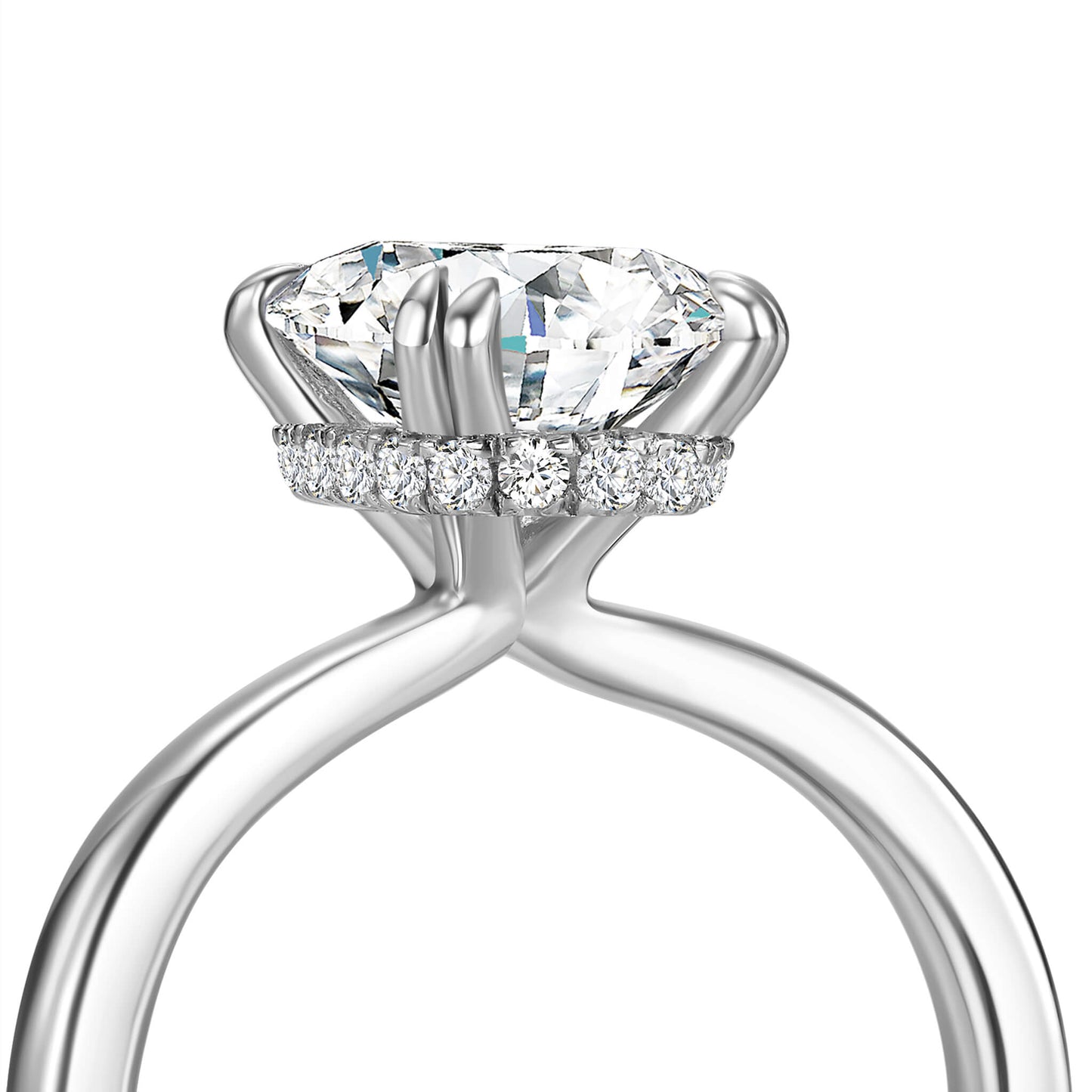 Hidden Halo Radiant Lab Diamond Ring in Platinum - Neoshine